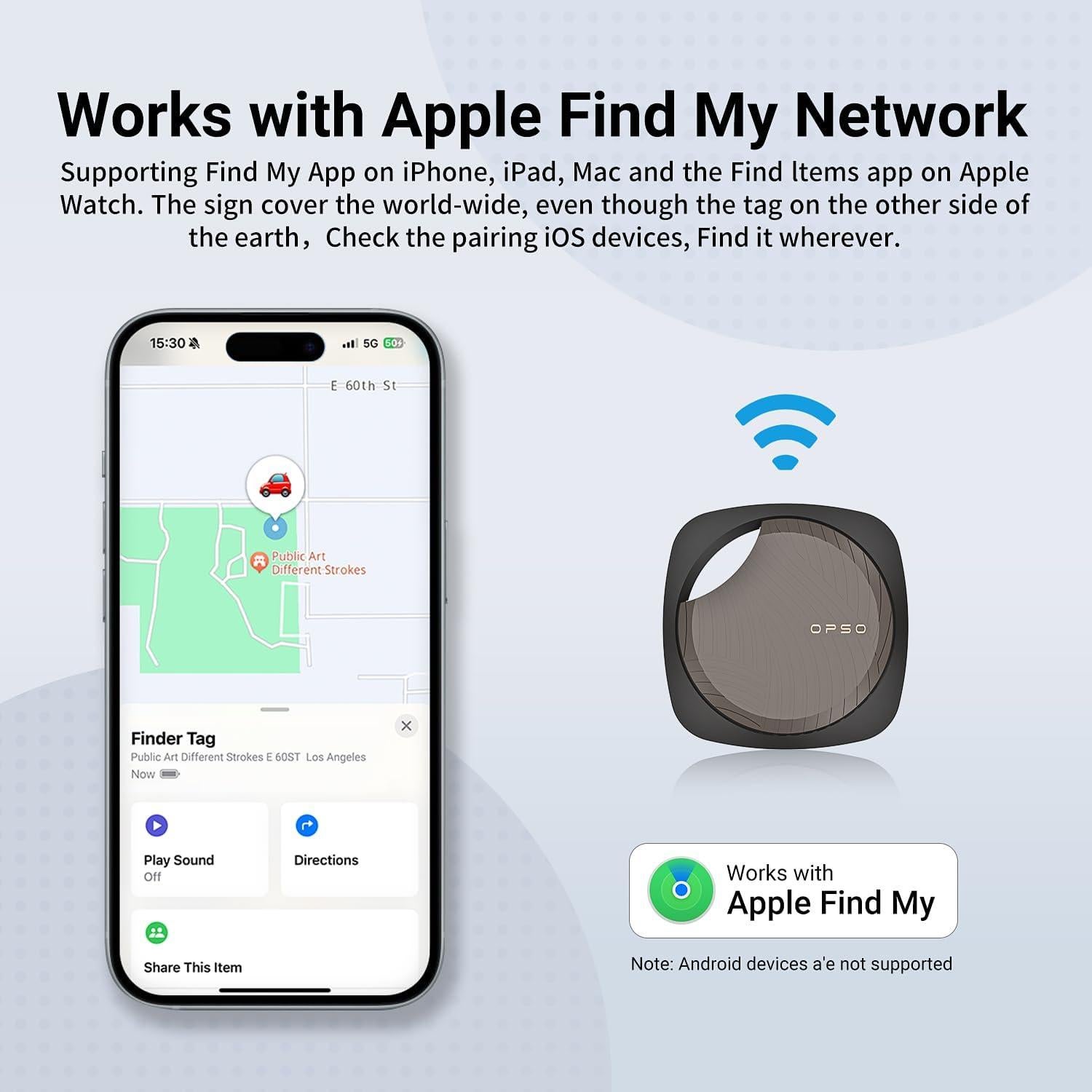 Rastreador Bluetooth OPSO Finder Tag 4PC Negro - Impermeable