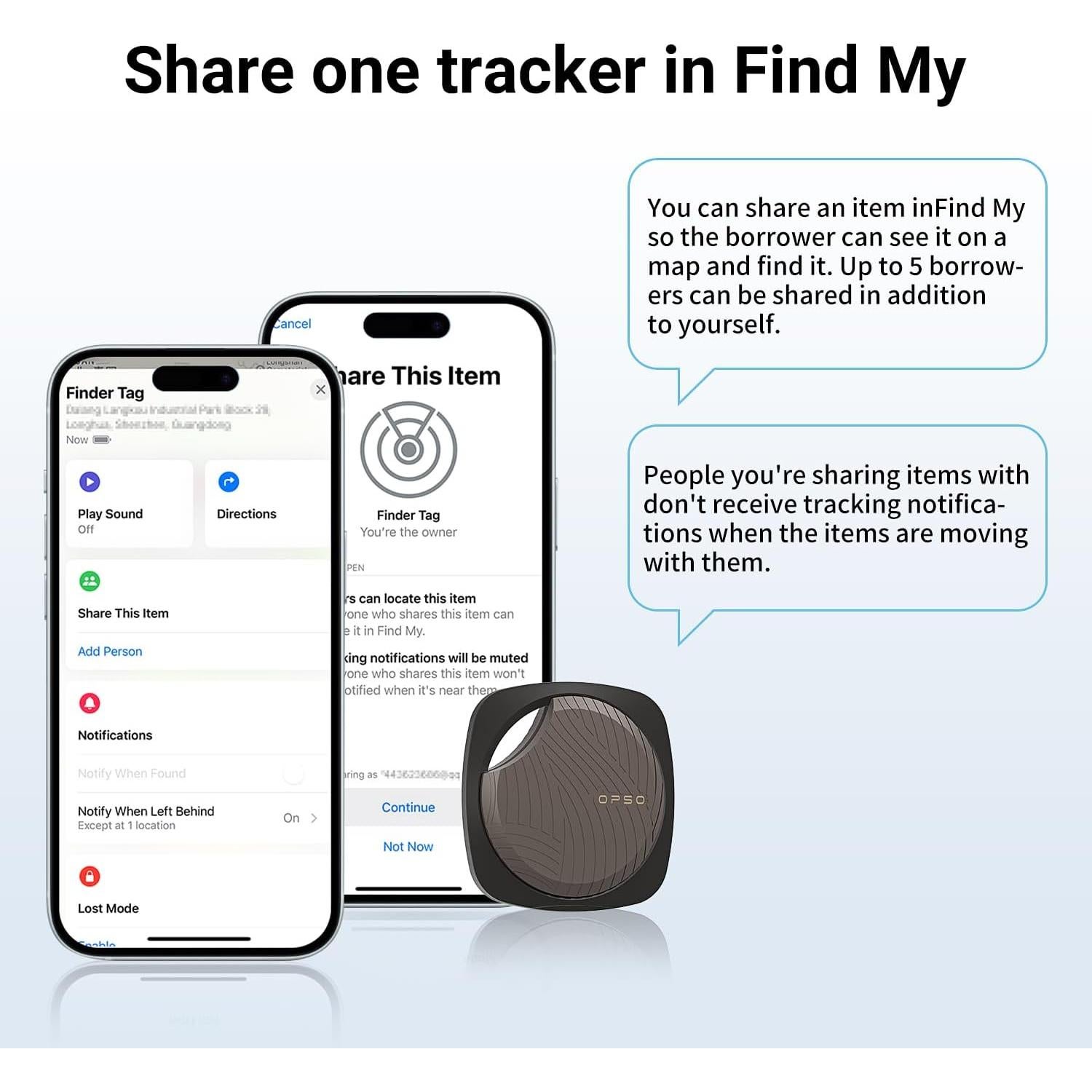 Rastreador Bluetooth OPSO Finder Tag 4PC Negro - Impermeable