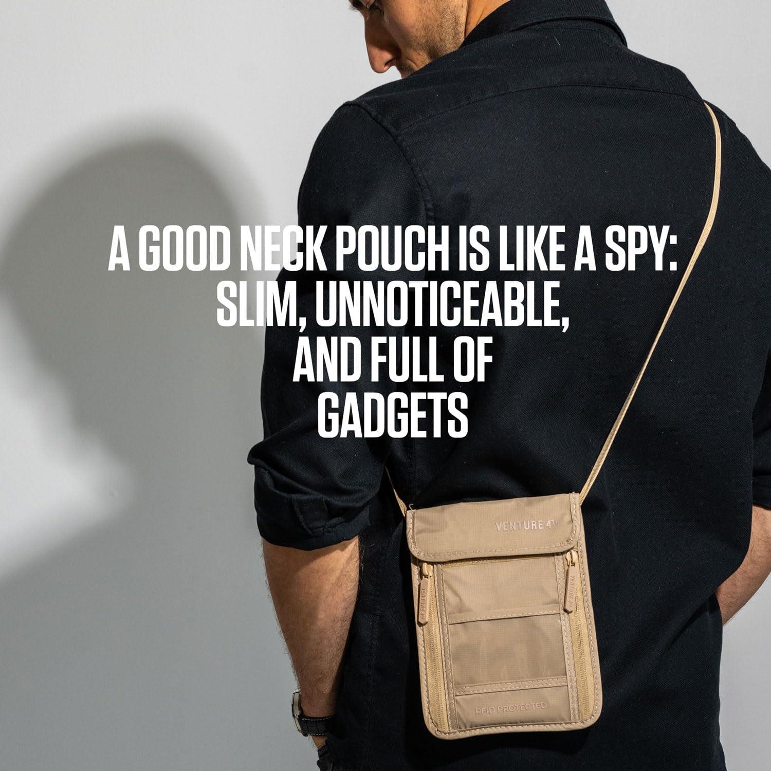 Porta Pasaporte Venture 4th Negro con Bloqueo RFID y Correa