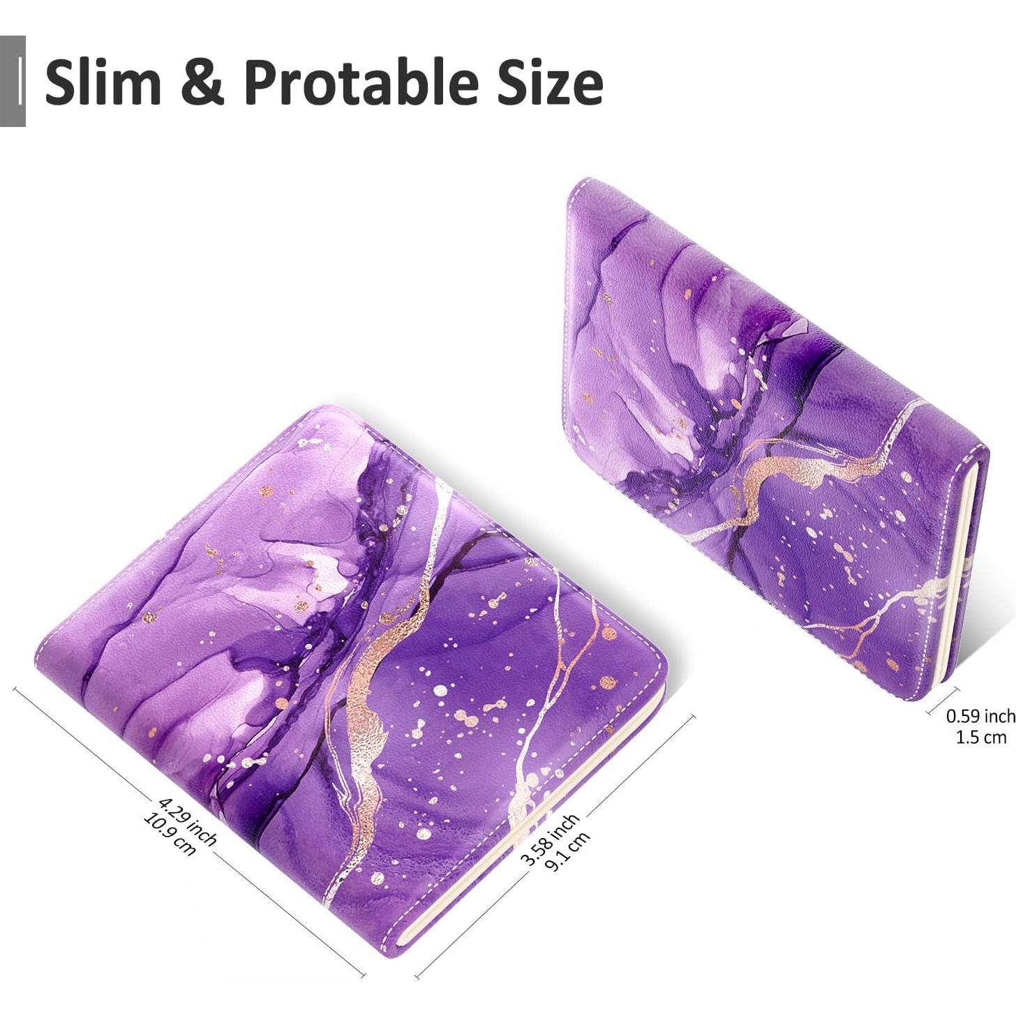 Cartera RFID Compacta Nipichsha para Mujeres - Mármol Púrpura