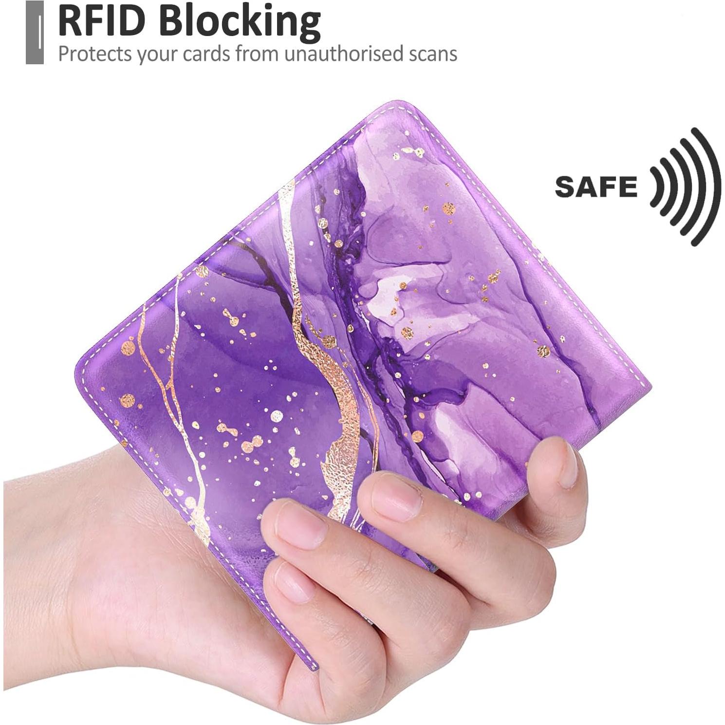 Cartera RFID Compacta Nipichsha para Mujeres - Mármol Púrpura