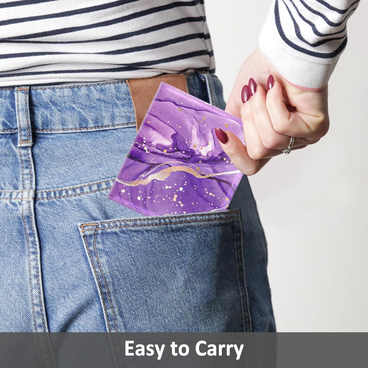 Cartera RFID Compacta Nipichsha para Mujeres - Mármol Púrpura