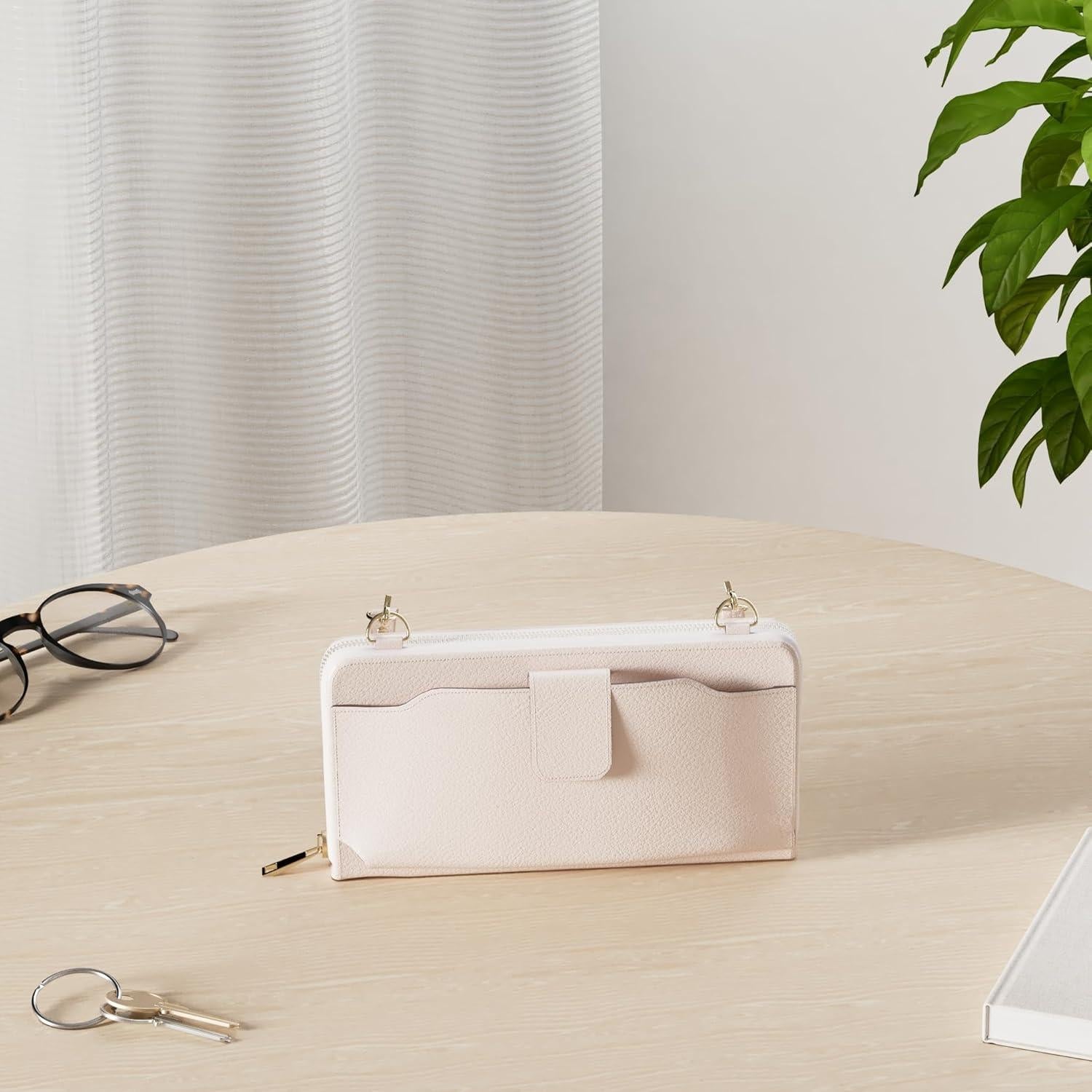 Cartera de Muñeca Rosa para Mujeres con Ranuras RFID