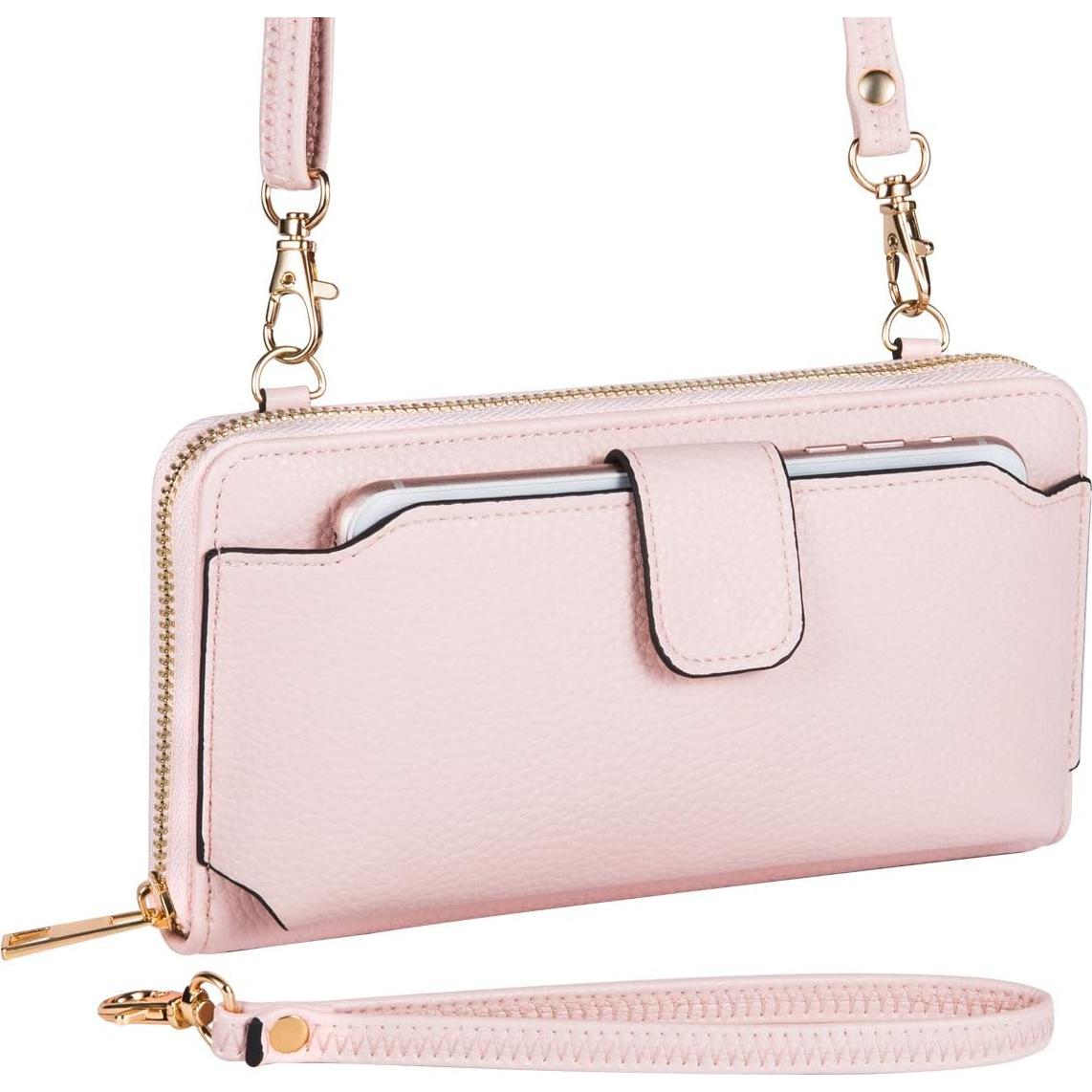 Cartera de Muñeca Rosa para Mujeres con Ranuras RFID