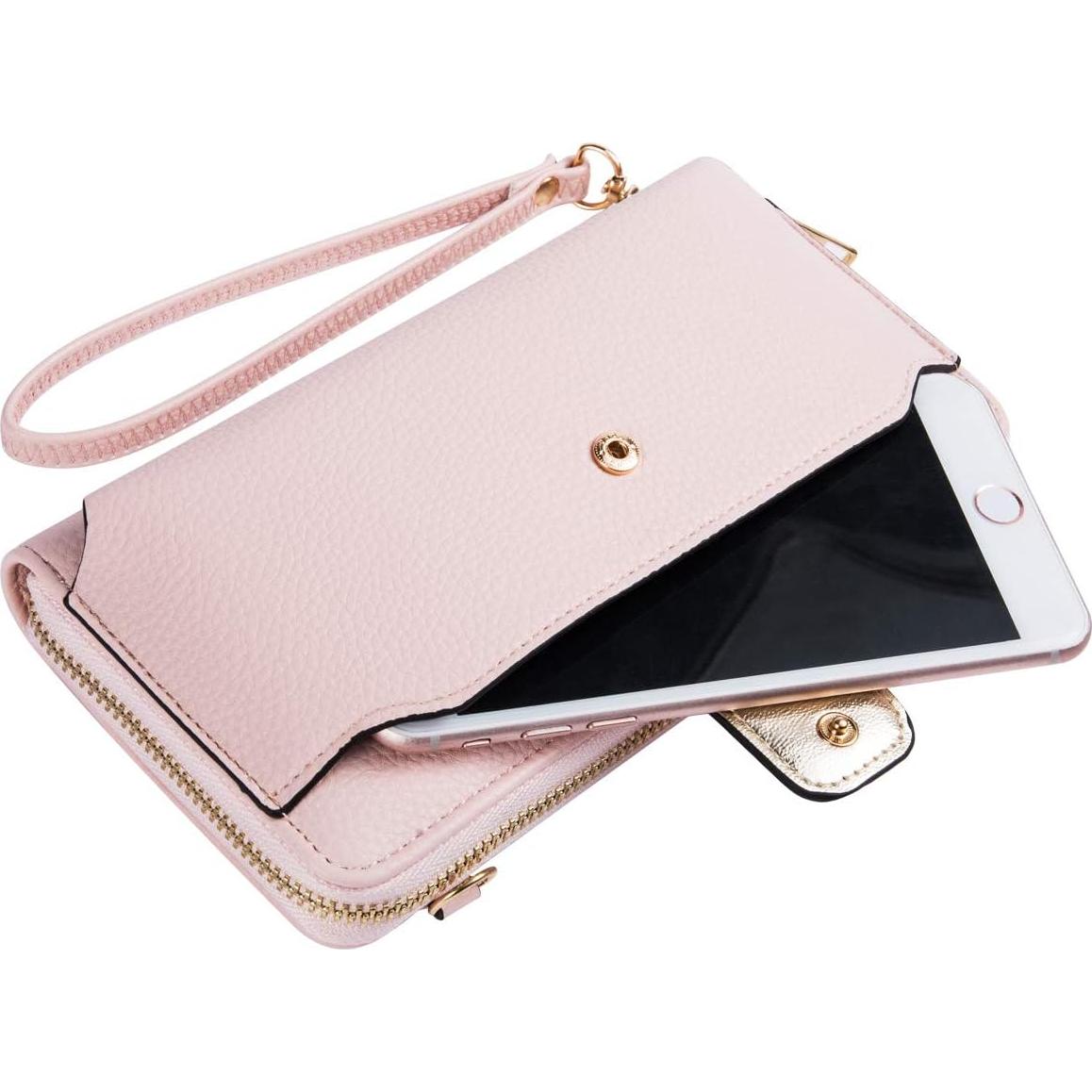 Cartera de Muñeca Rosa para Mujeres con Ranuras RFID