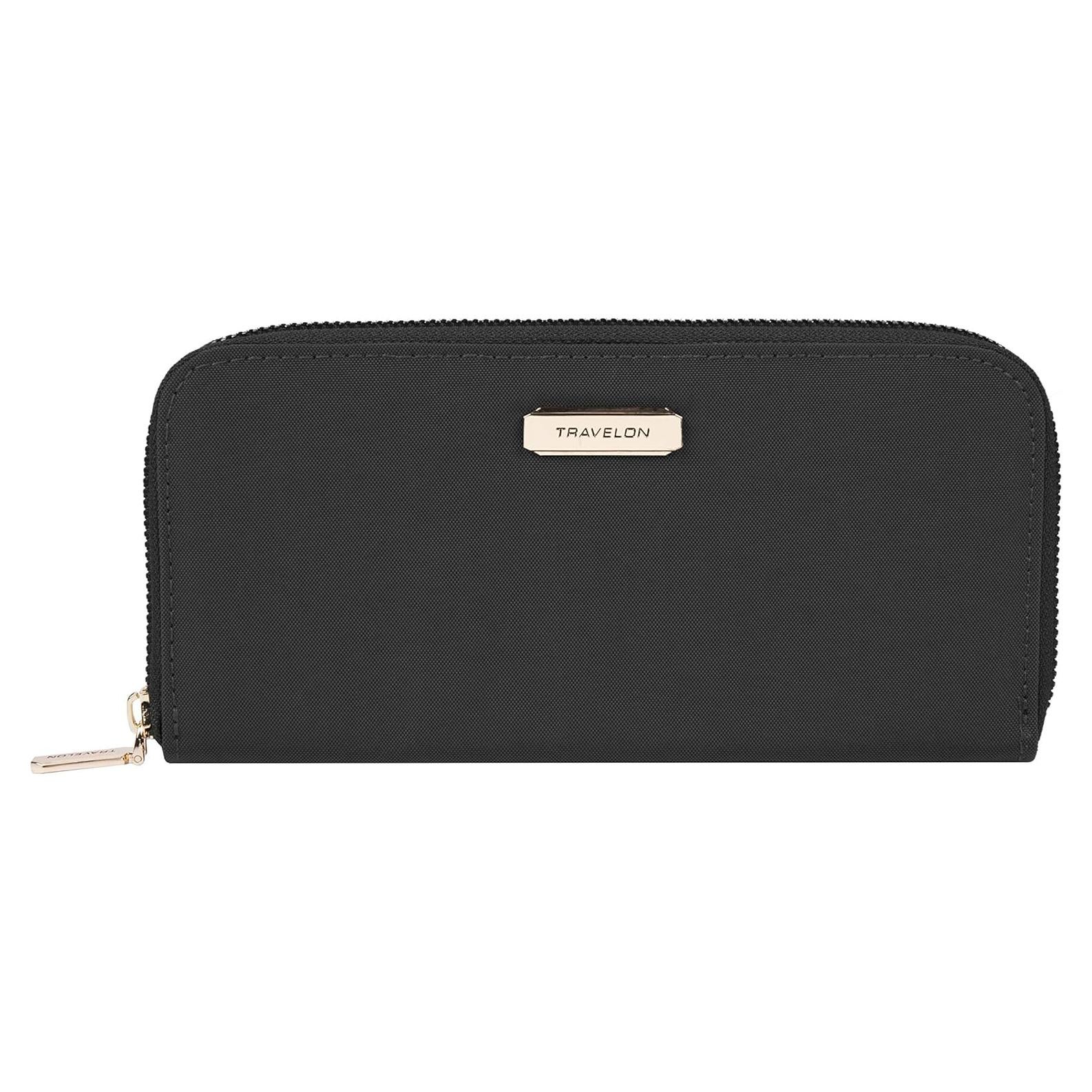 Billetera Travelon con bloqueo RFID - Negro, 8x10 cm