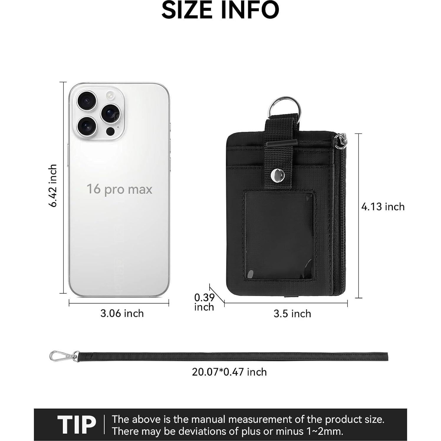 Cartera Pequeña BOSTANTEN RFID Minimalista Negra con Lanyard