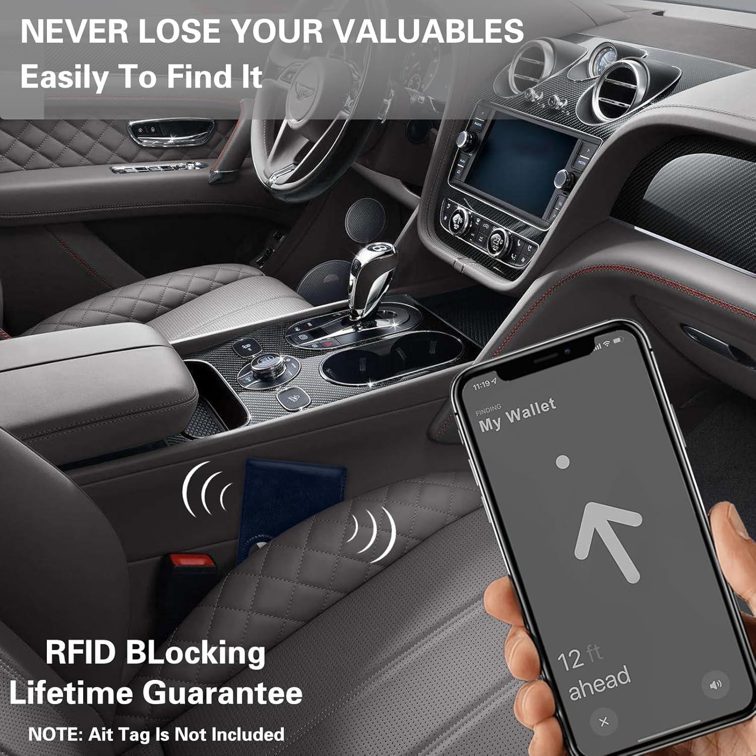 Billetera de Cuero Slim GIPUSSON con Airtag Oculto y RFID