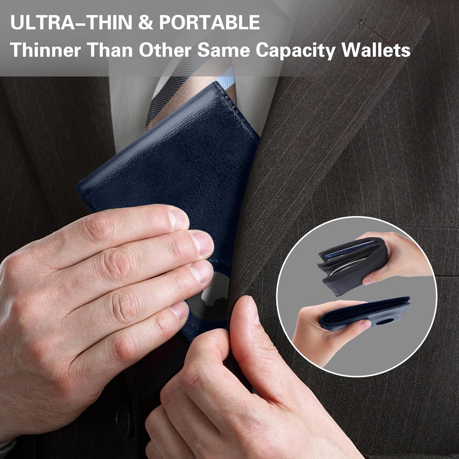 Billetera de Cuero Slim GIPUSSON con Airtag Oculto y RFID