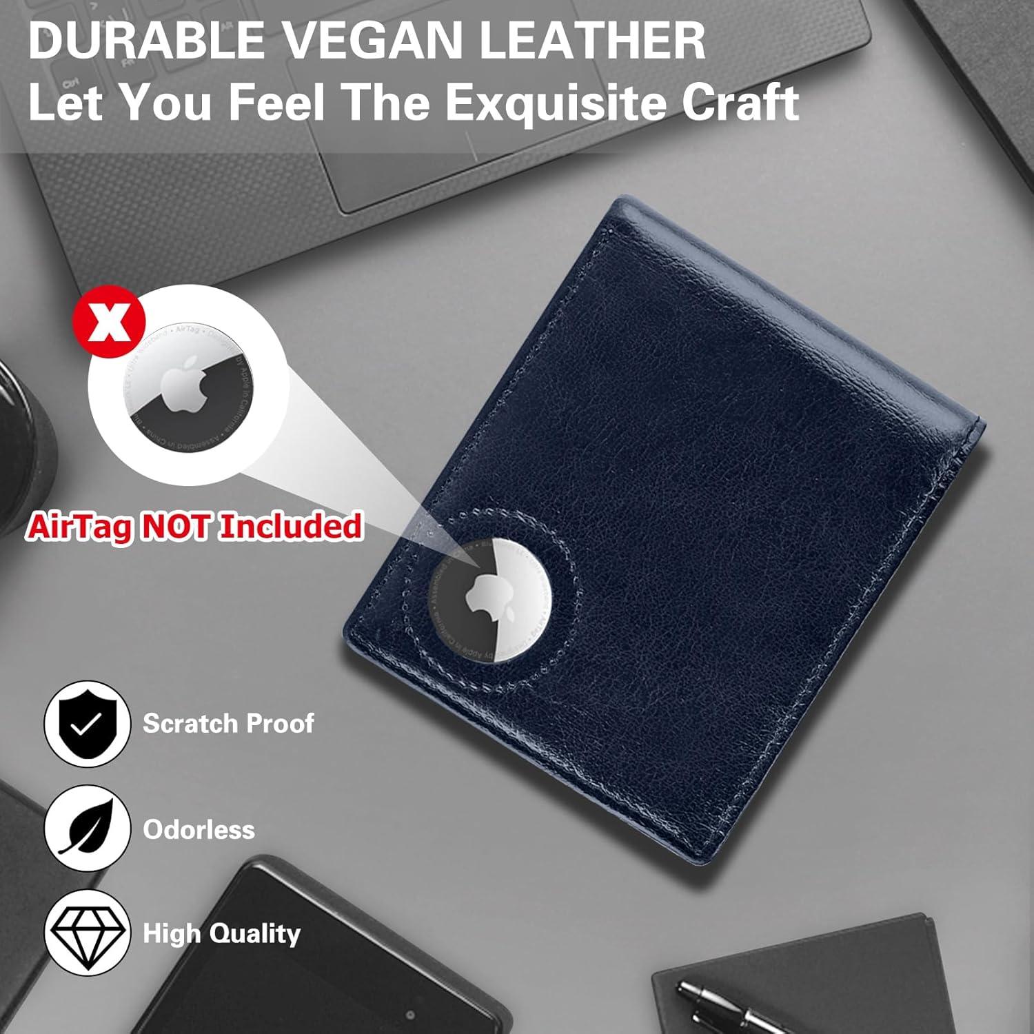 Billetera de Cuero Slim GIPUSSON con Airtag Oculto y RFID