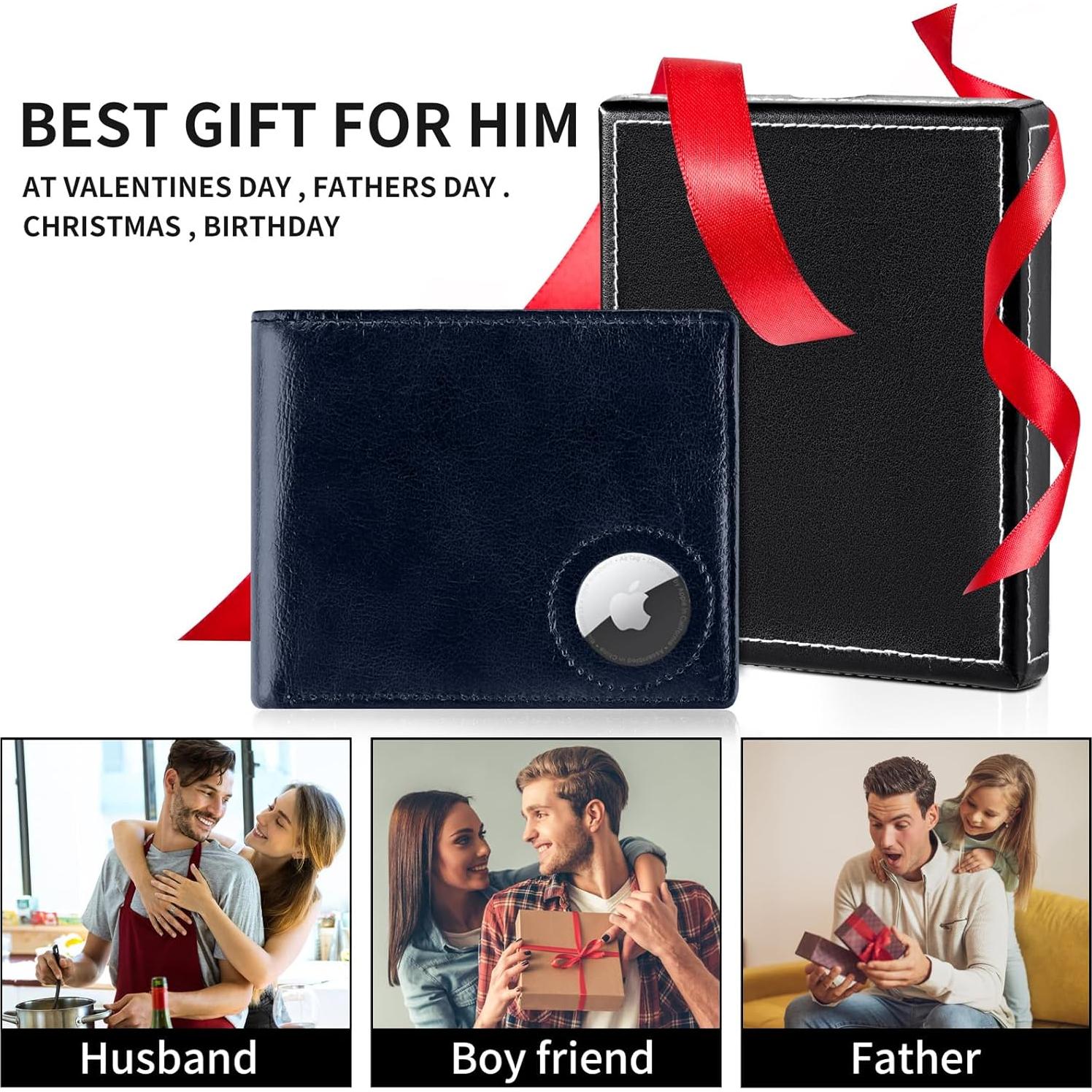 Billetera de Cuero Slim GIPUSSON con Airtag Oculto y RFID