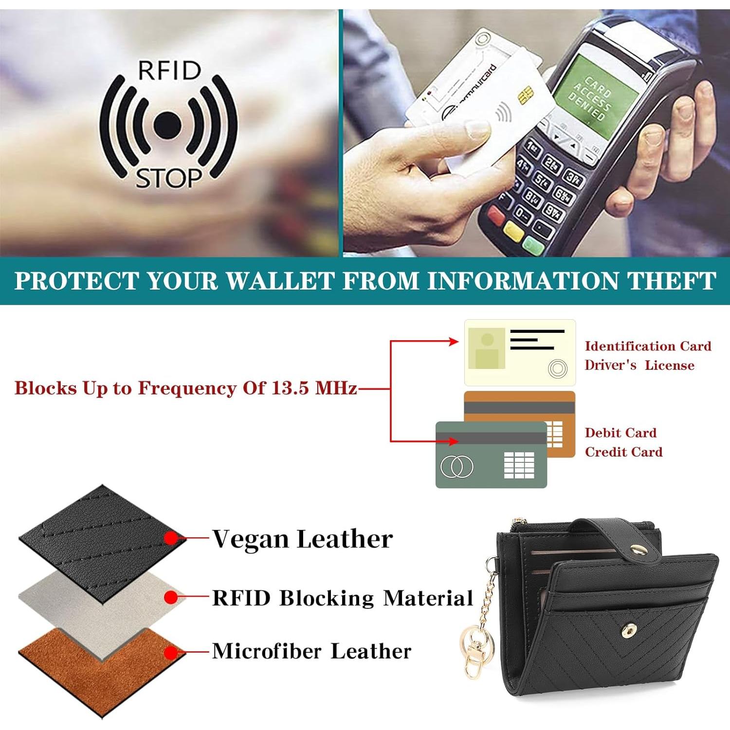 Billetera Slim GAEKEAO para Mujeres con Bloqueo RFID - Negro