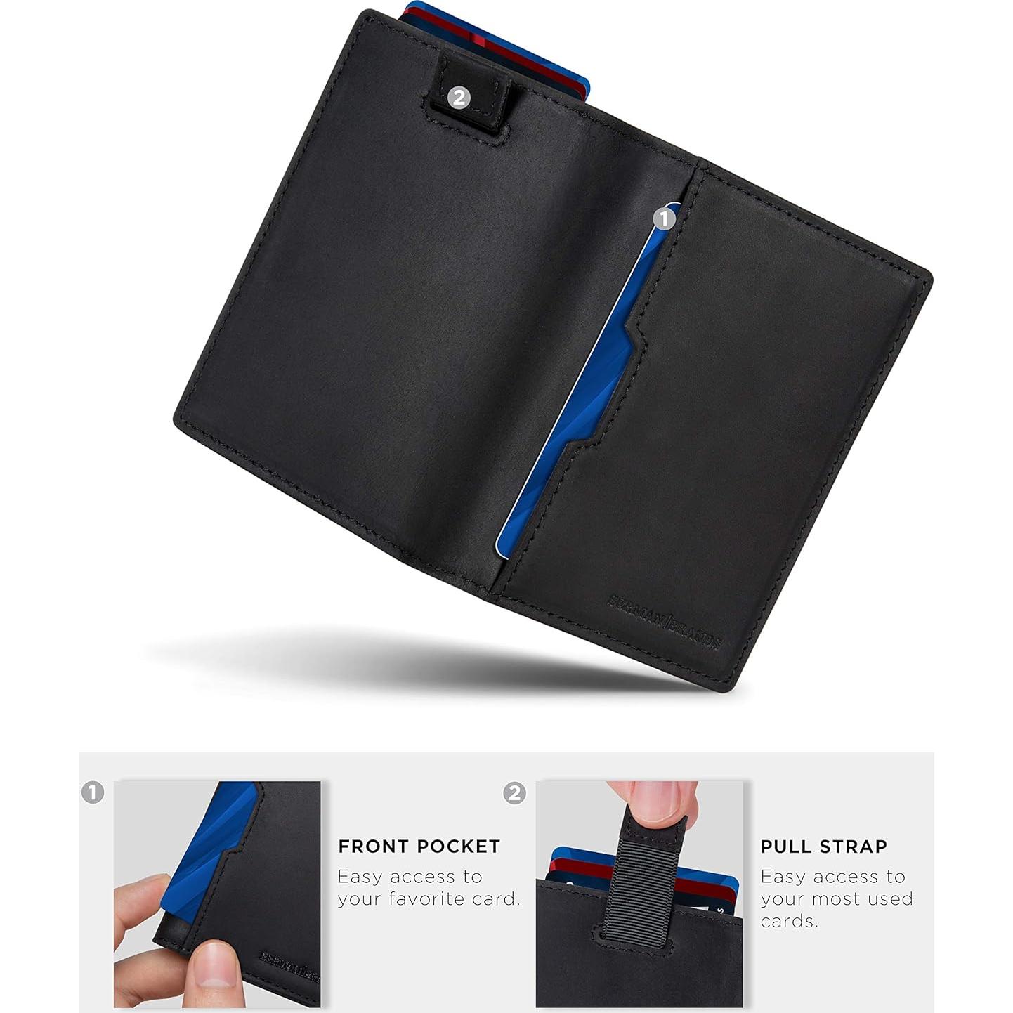 Cartera Bifold de Cuero SERMAN BRANDS con Bloqueo RFID - Negro