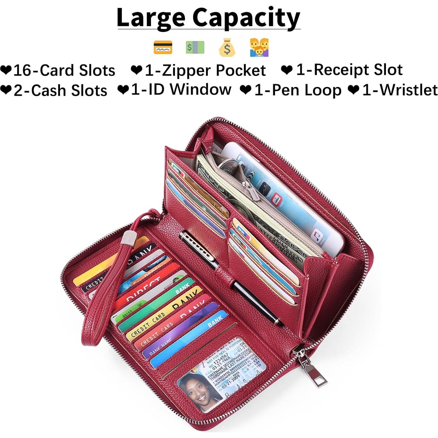 Cartera GOIACII para Mujeres con Bloqueo RFID y Muñequera