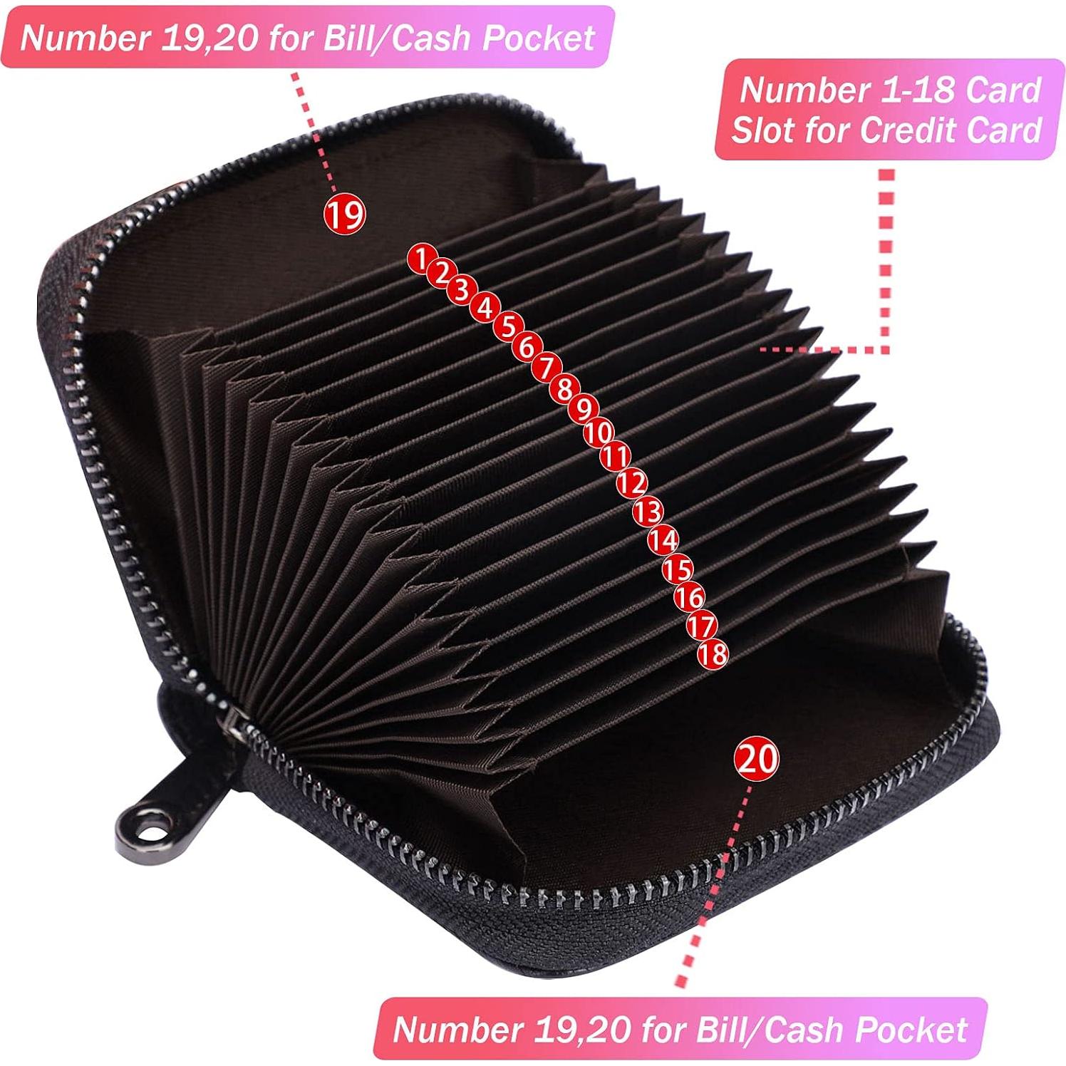 Cartera de Cuero Genuino Linno con 20 Slots RFID para Tarjetas