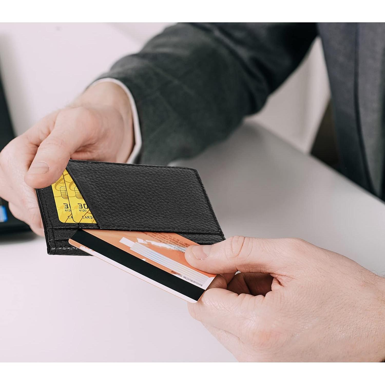 Cartera Minimalista Slim Unaone de Cuero Negro con Bloqueo RFID