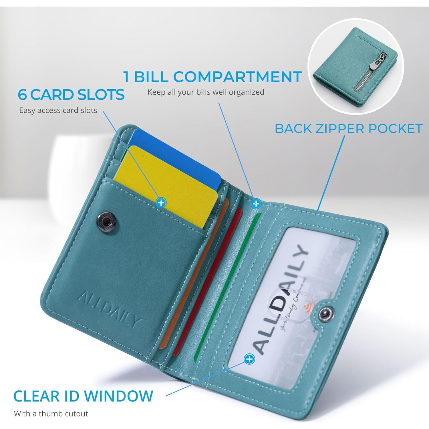 Billetera RFID Compacta Alldaily para Mujeres Azul Purista