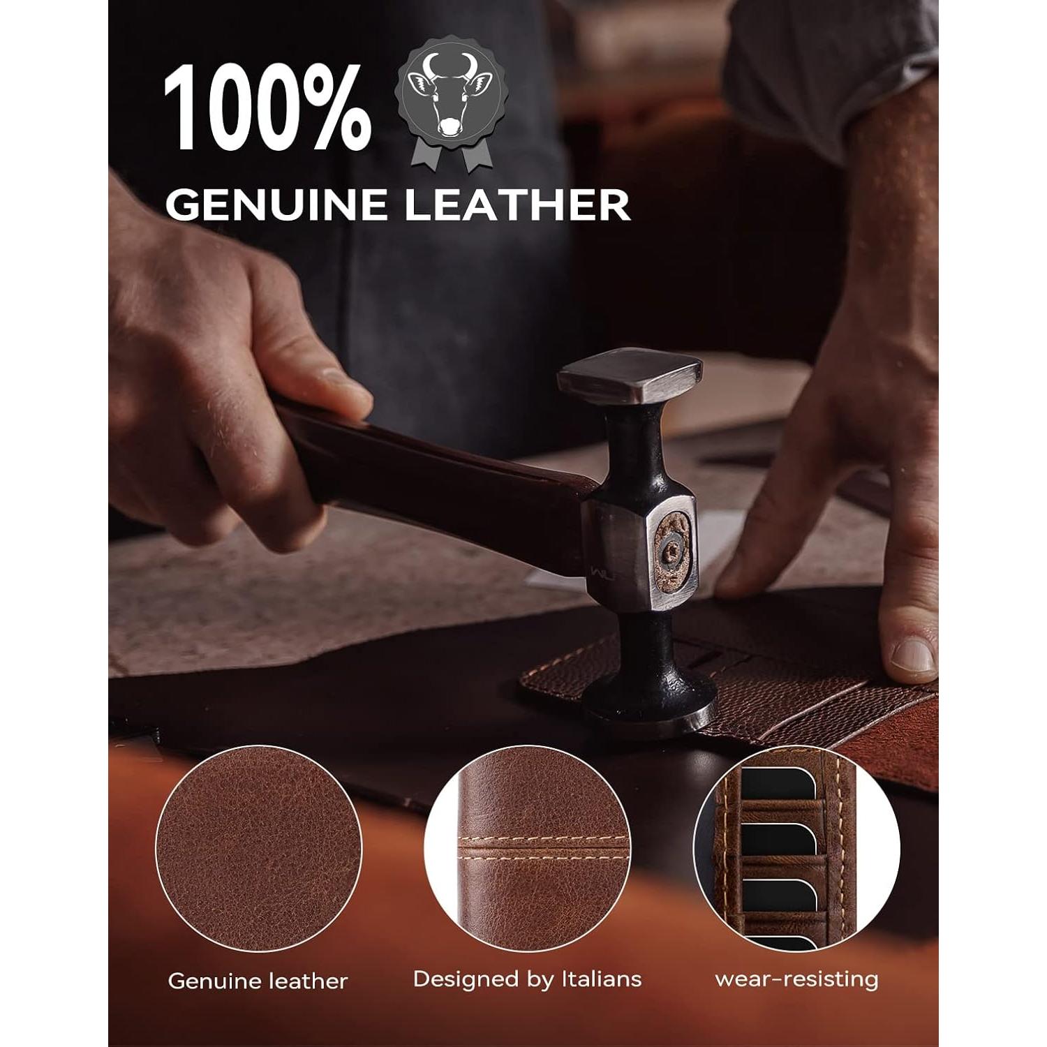 Billetera de Cuero Genuino Swallowmall para Hombres con Bloqueo RFID