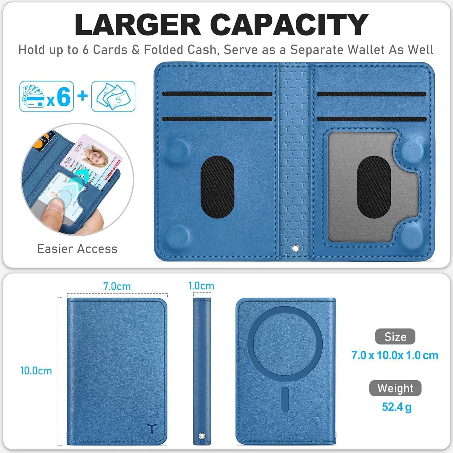 Cartera Magnética TUCCH para iPhone 12-16, Bloqueo RFID, 6 Tarjetas