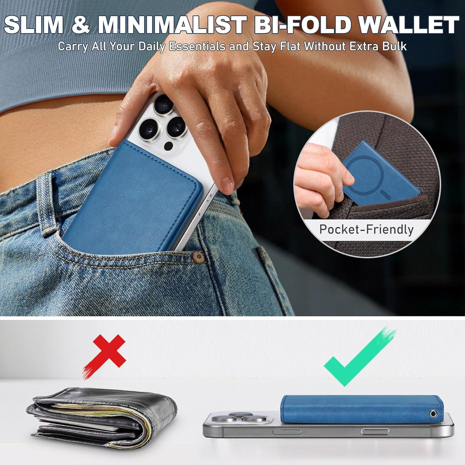 Cartera Magnética TUCCH para iPhone 12-16, Bloqueo RFID, 6 Tarjetas