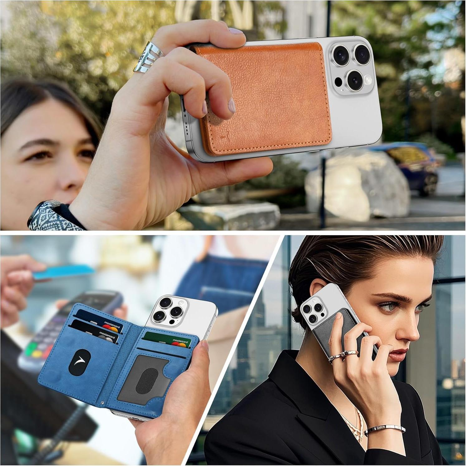 Cartera Magnética TUCCH para iPhone 12-16, Bloqueo RFID, 6 Tarjetas