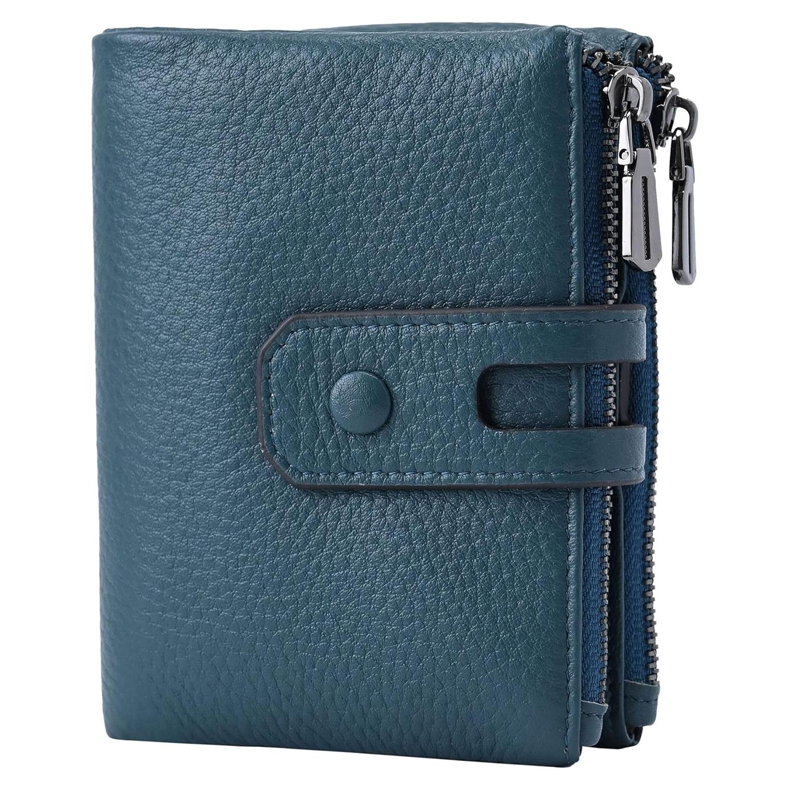 Cartera Pequeña de Cuero Bveyzi con Bloqueo RFID para Mujeres