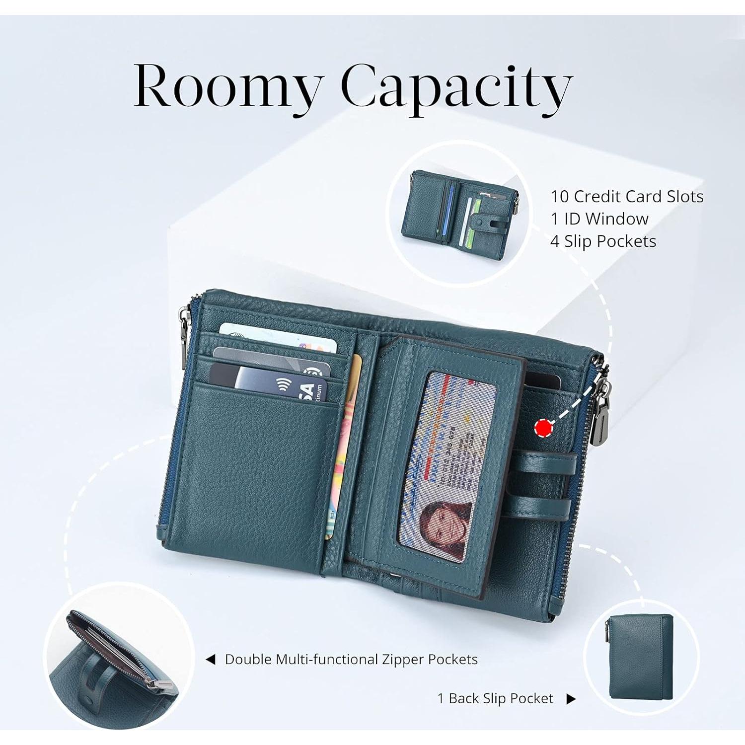 Cartera Pequeña de Cuero Bveyzi con Bloqueo RFID para Mujeres