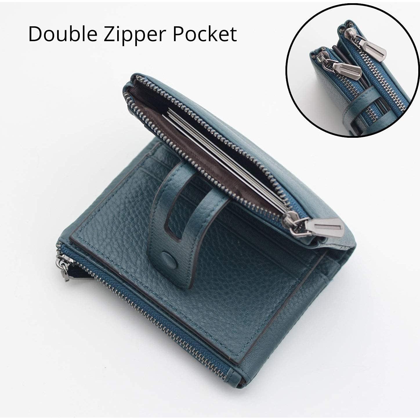 Cartera Pequeña de Cuero Bveyzi con Bloqueo RFID para Mujeres