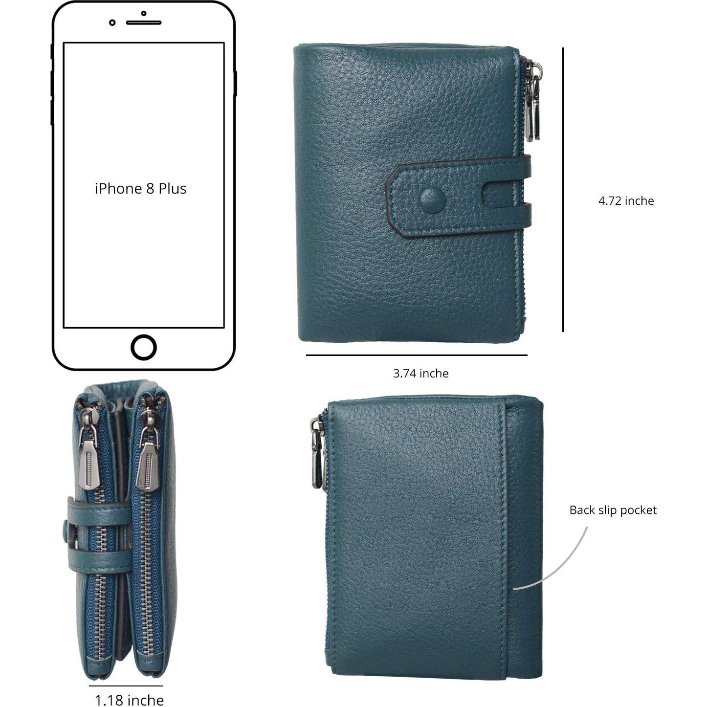 Cartera Pequeña de Cuero Bveyzi con Bloqueo RFID para Mujeres