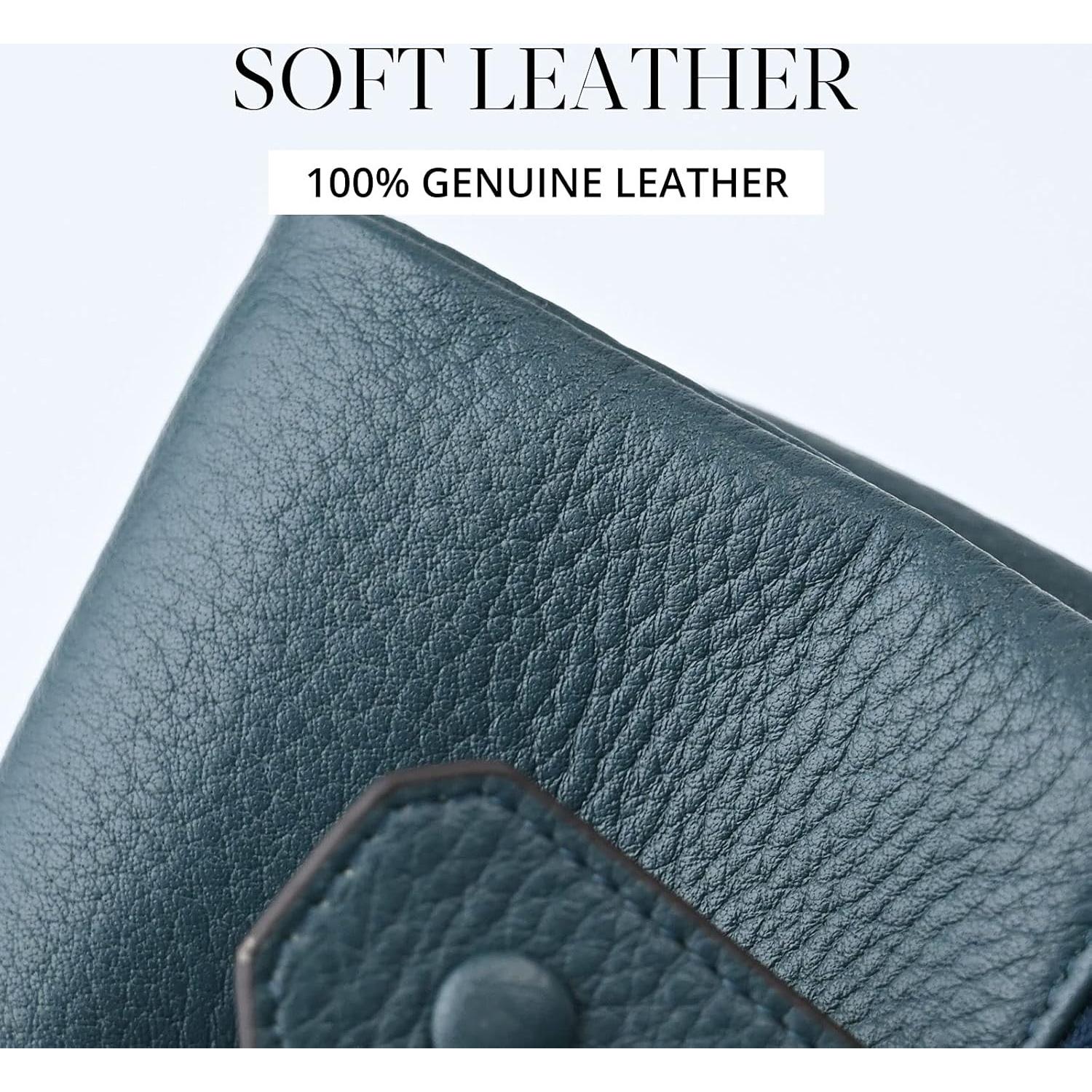 Cartera Pequeña de Cuero Bveyzi con Bloqueo RFID para Mujeres