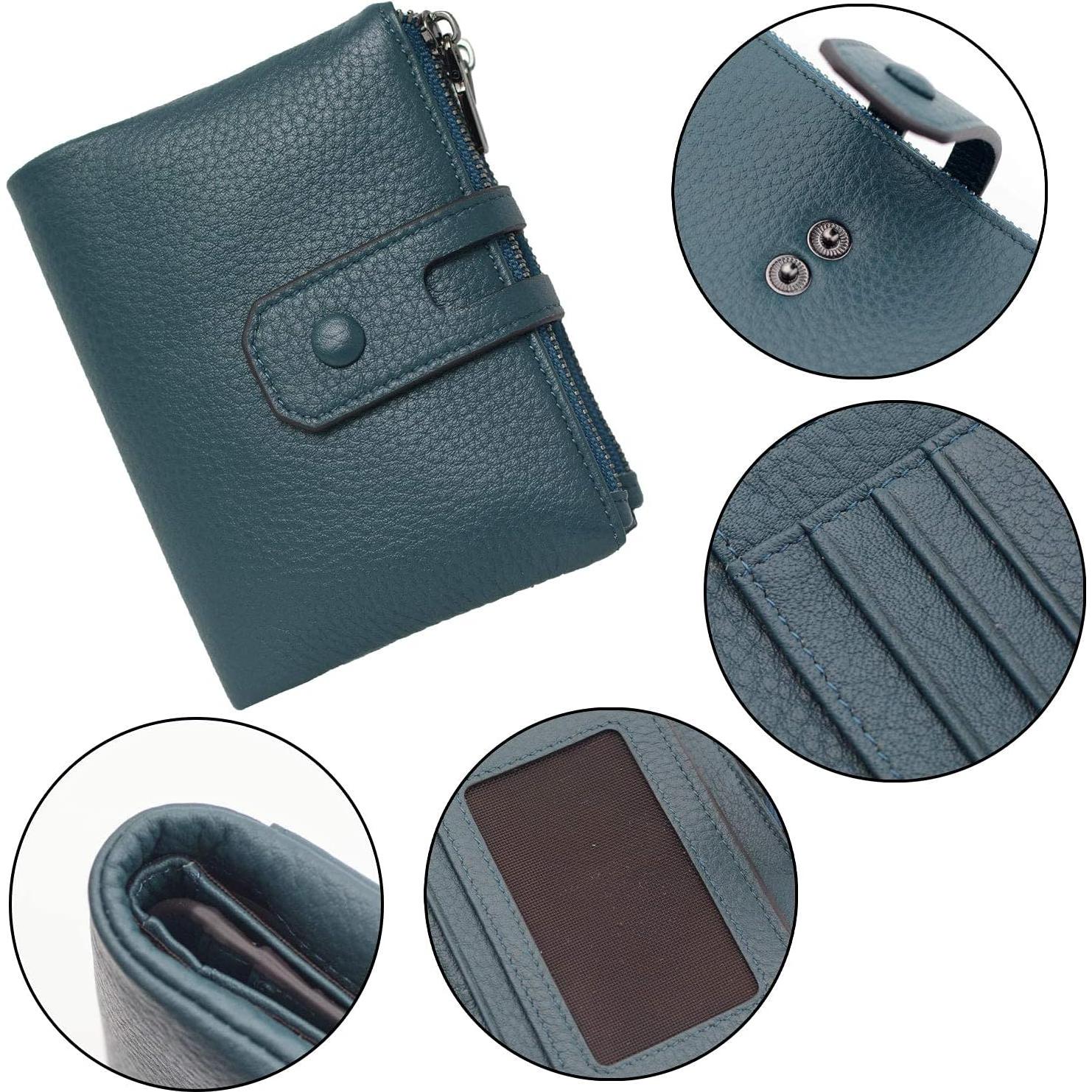 Cartera Pequeña de Cuero Bveyzi con Bloqueo RFID para Mujeres