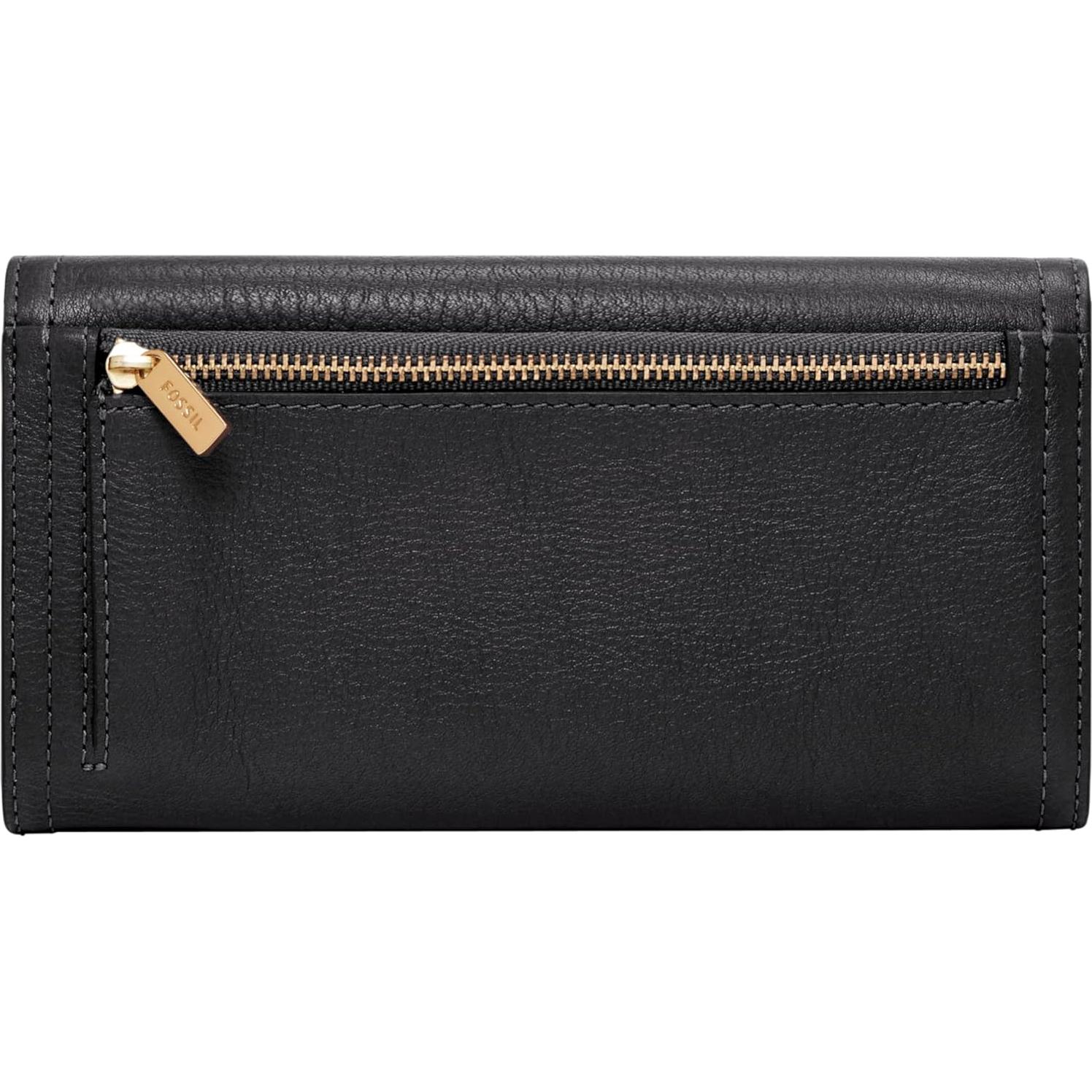 Billetera de Cuero para Mujeres Fossil Logan RFID Negra