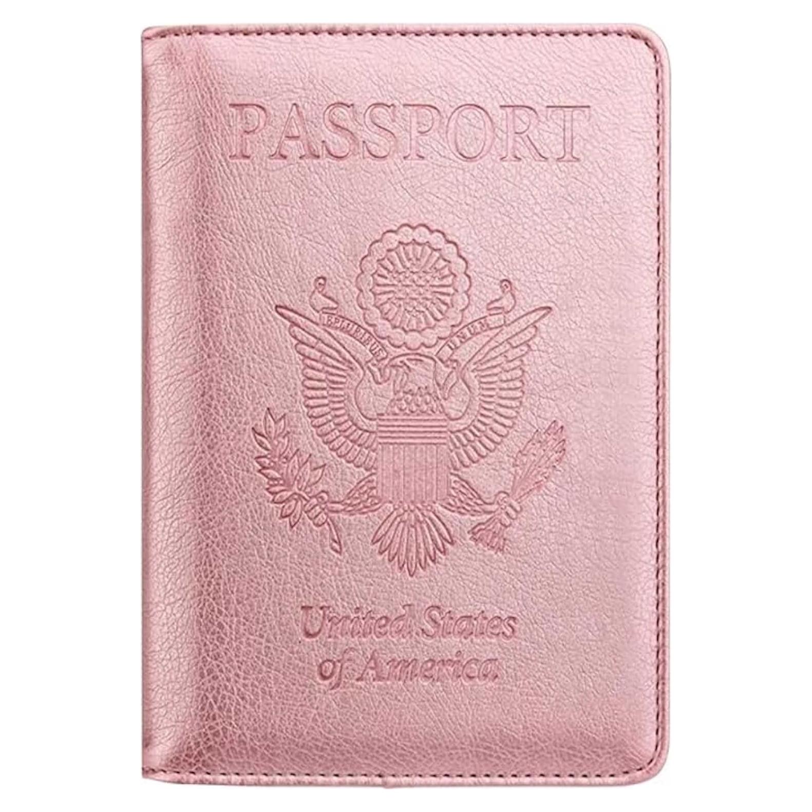 Portapasaporte Ciana Oro Rosa - Funda de Cuero PU Unisex