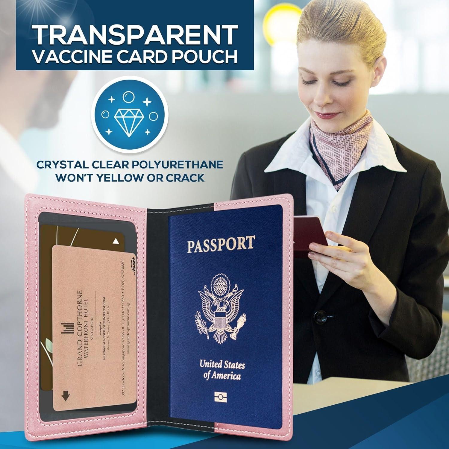 Portapasaporte Ciana Oro Rosa - Funda de Cuero PU Unisex