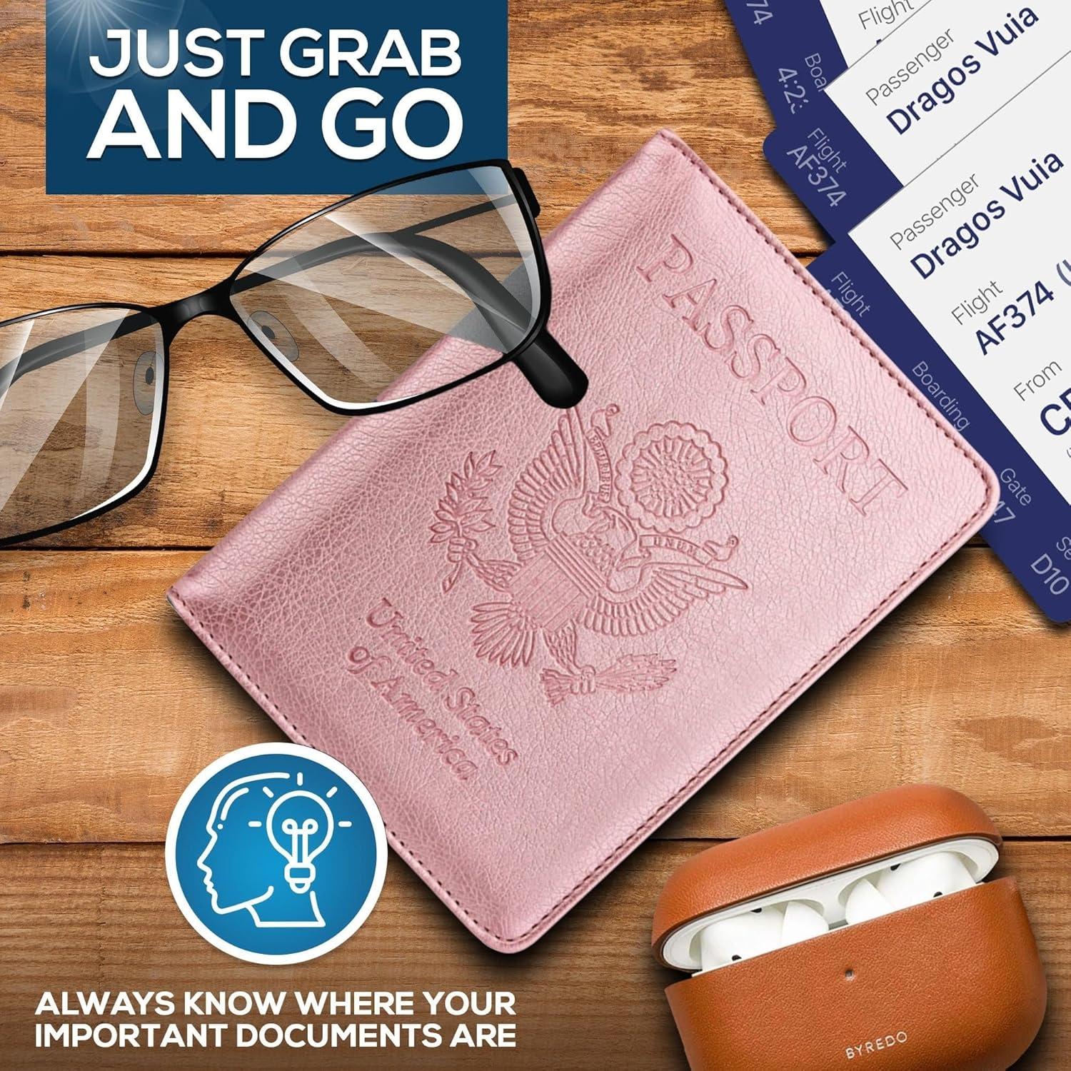 Portapasaporte Ciana Oro Rosa - Funda de Cuero PU Unisex