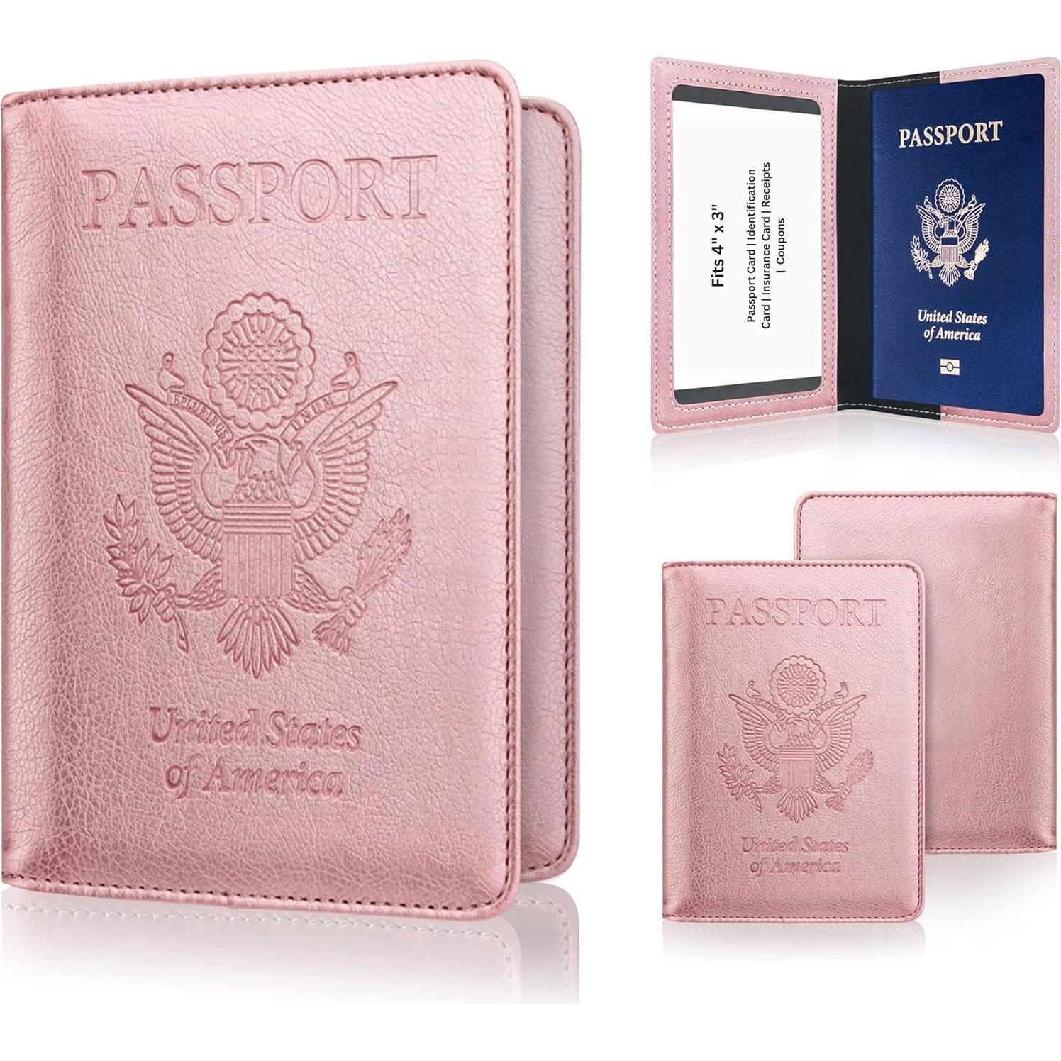 Portapasaporte Ciana Oro Rosa - Funda de Cuero PU Unisex