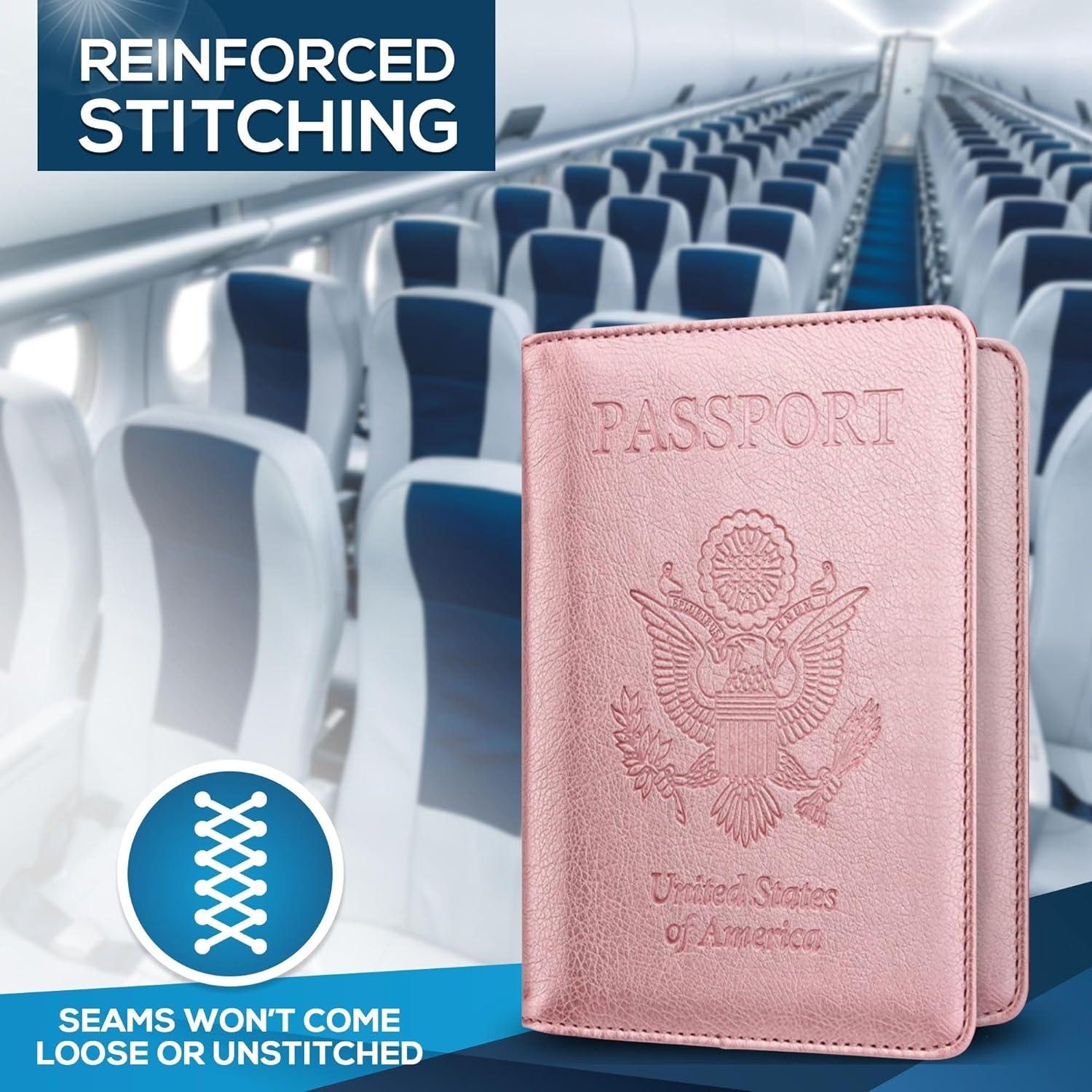 Portapasaporte Ciana Oro Rosa - Funda de Cuero PU Unisex