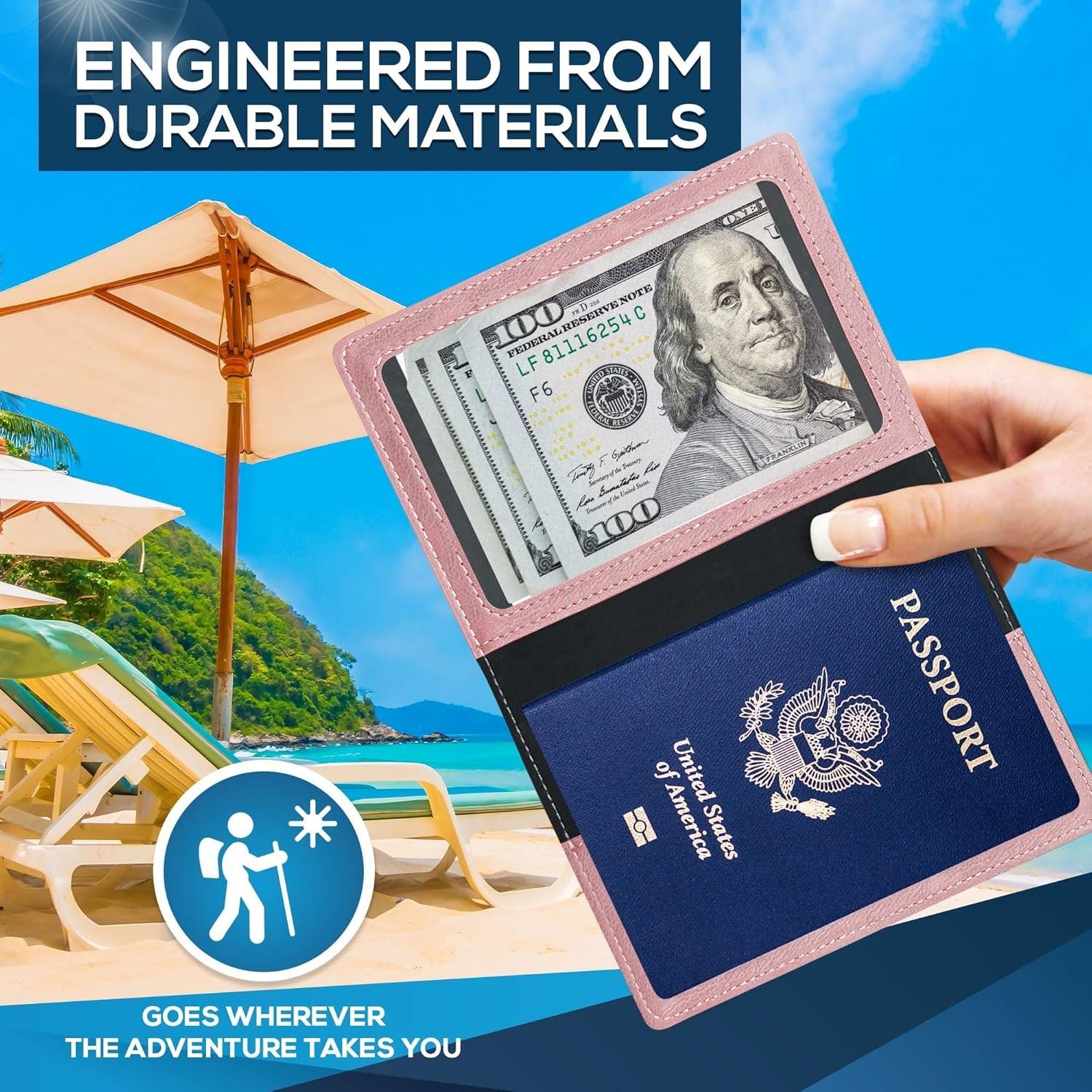 Portapasaporte Ciana Oro Rosa - Funda de Cuero PU Unisex