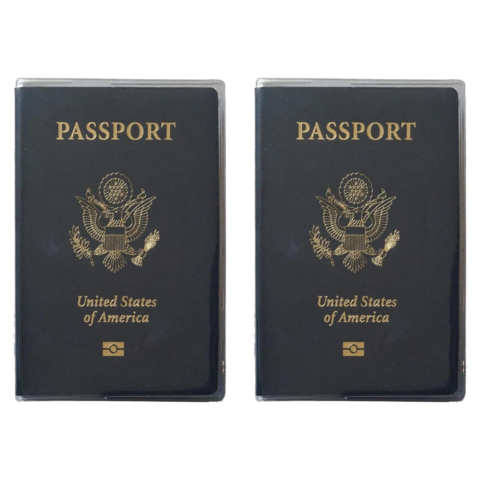 Juego de 2 Fundas de Pasaporte Plástico Vinílico Transparente