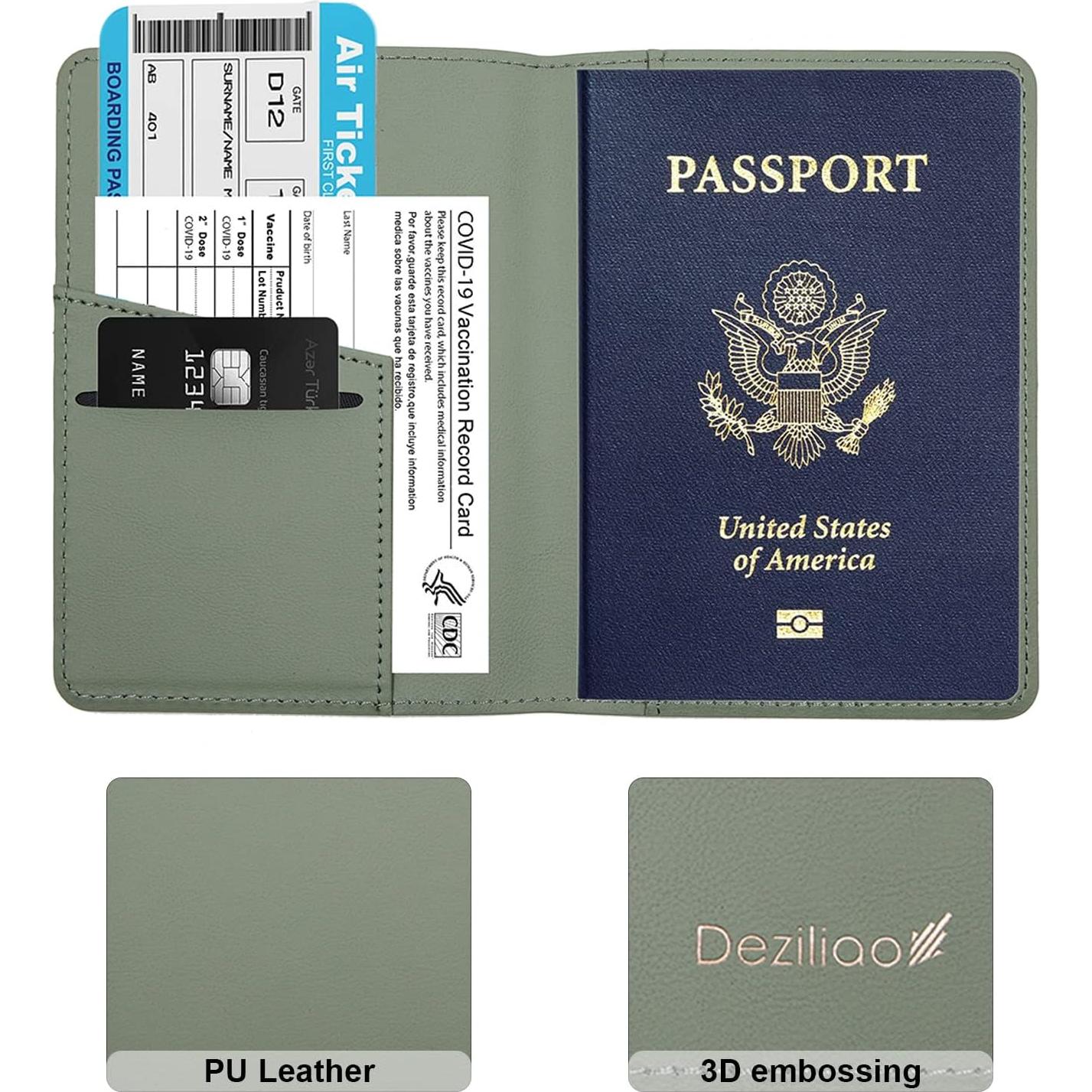 Portafolio de Pasaporte Deziliao Verde Musgo con Bloqueo RFID