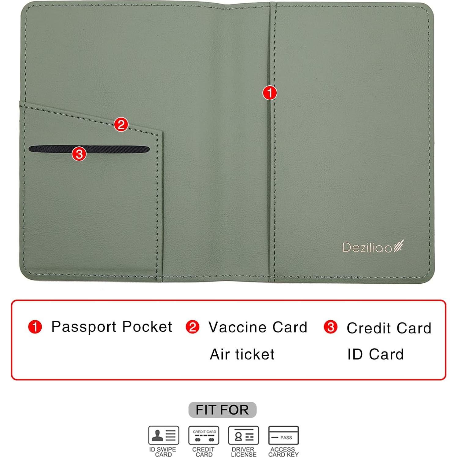 Portafolio de Pasaporte Deziliao Verde Musgo con Bloqueo RFID