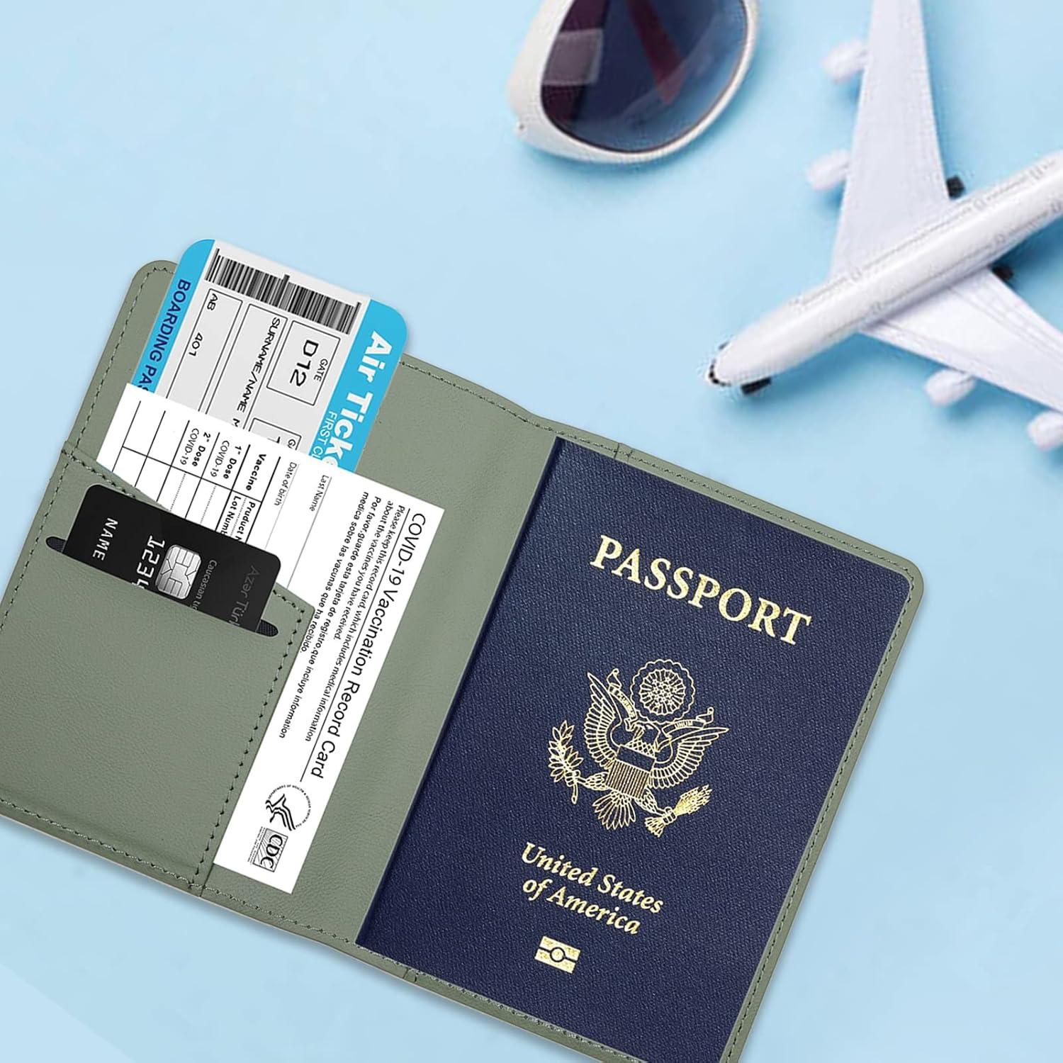 Portafolio de Pasaporte Deziliao Verde Musgo con Bloqueo RFID