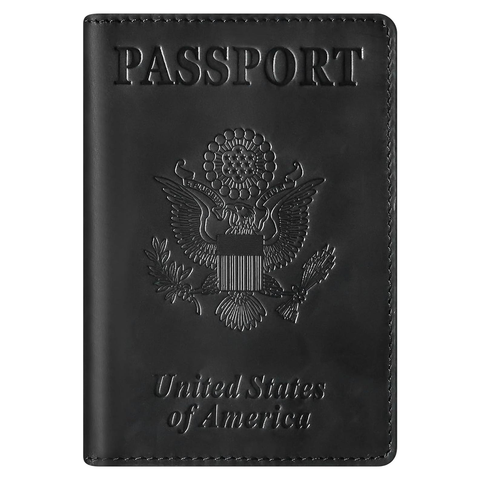 Funda de Pasaporte de Cuero Premium BIAOTIE RFID Unisex Negra