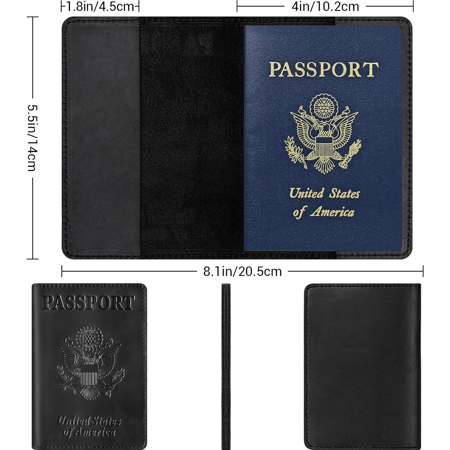 Funda de Pasaporte de Cuero Premium BIAOTIE RFID Unisex Negra
