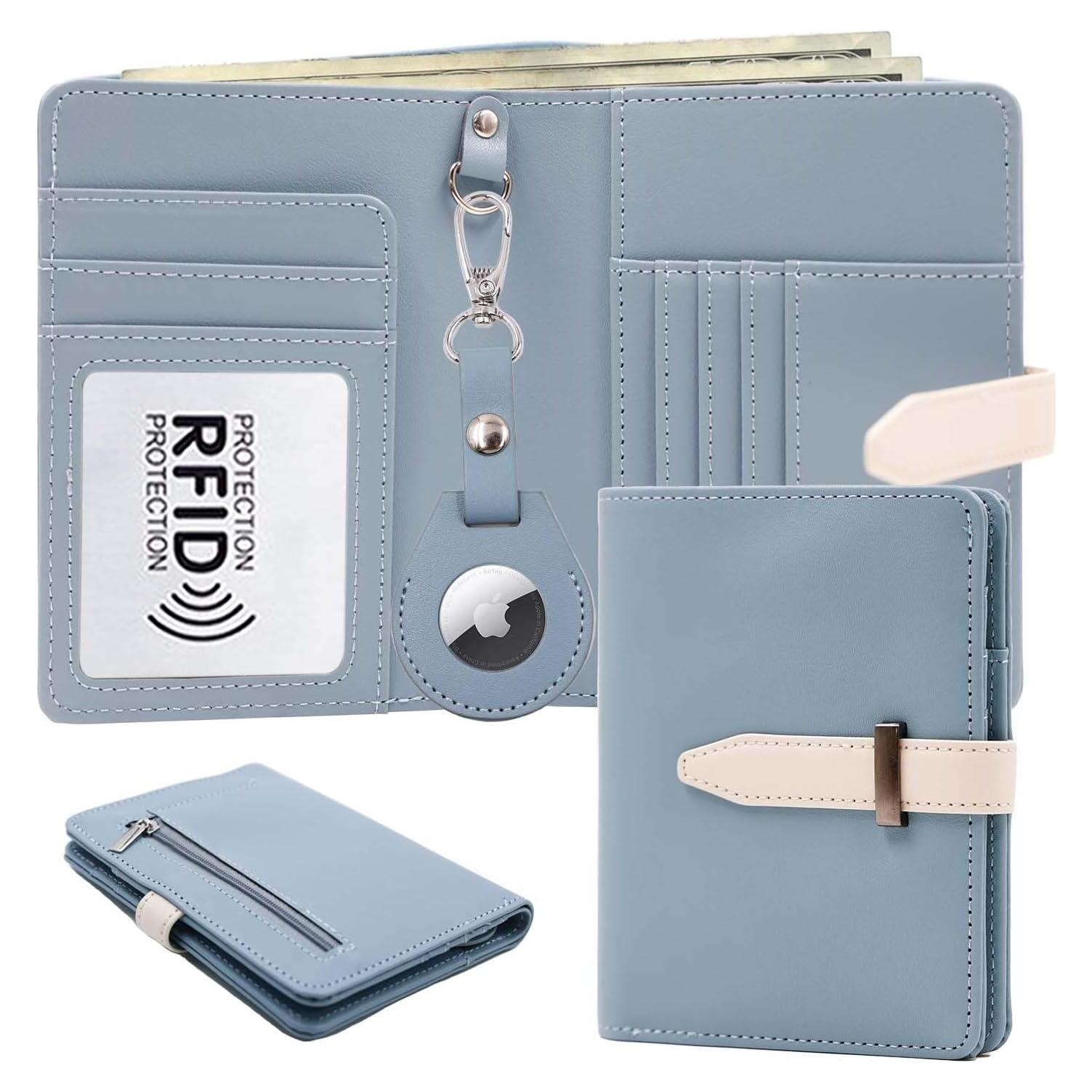 Portapasaporte con AirTag Sbrinnaliao Verde Gris RFID Unisex