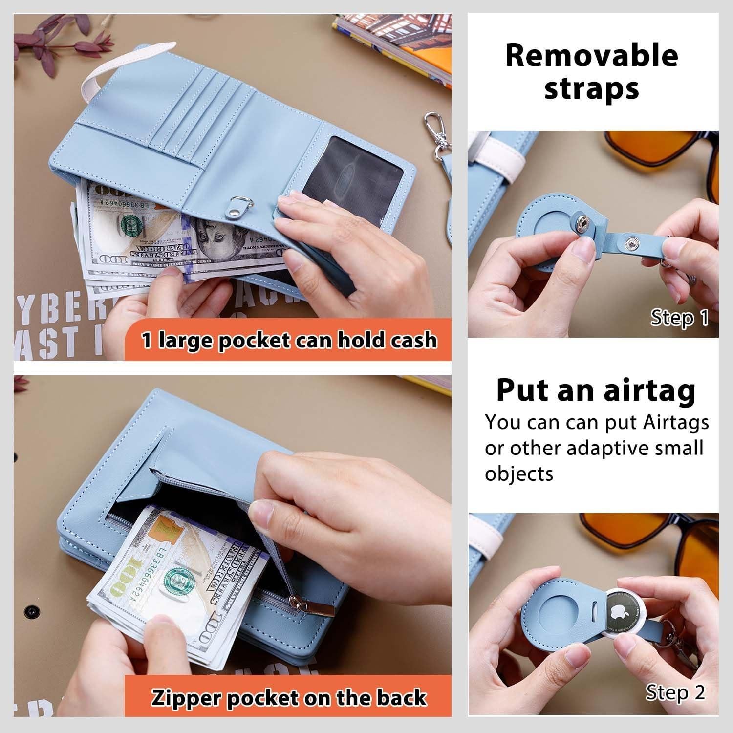 Portapasaporte con AirTag Sbrinnaliao Verde Gris RFID Unisex