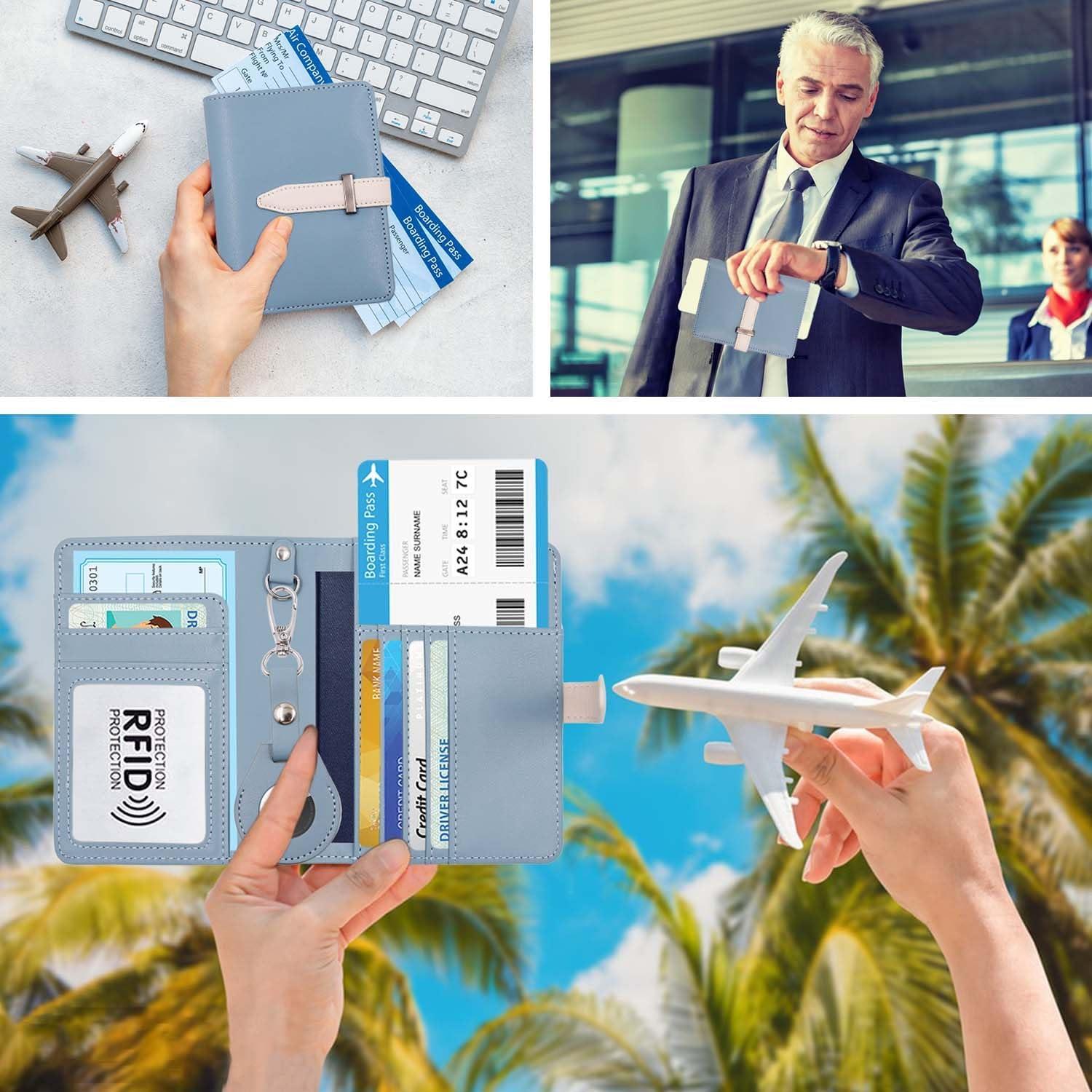 Portapasaporte con AirTag Sbrinnaliao Verde Gris RFID Unisex