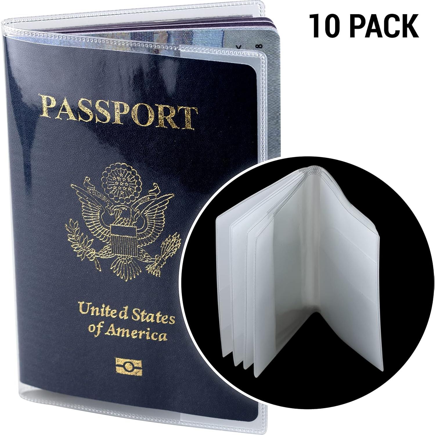10 Fundas de Pasaporte Transparentes PVC Display Cheng