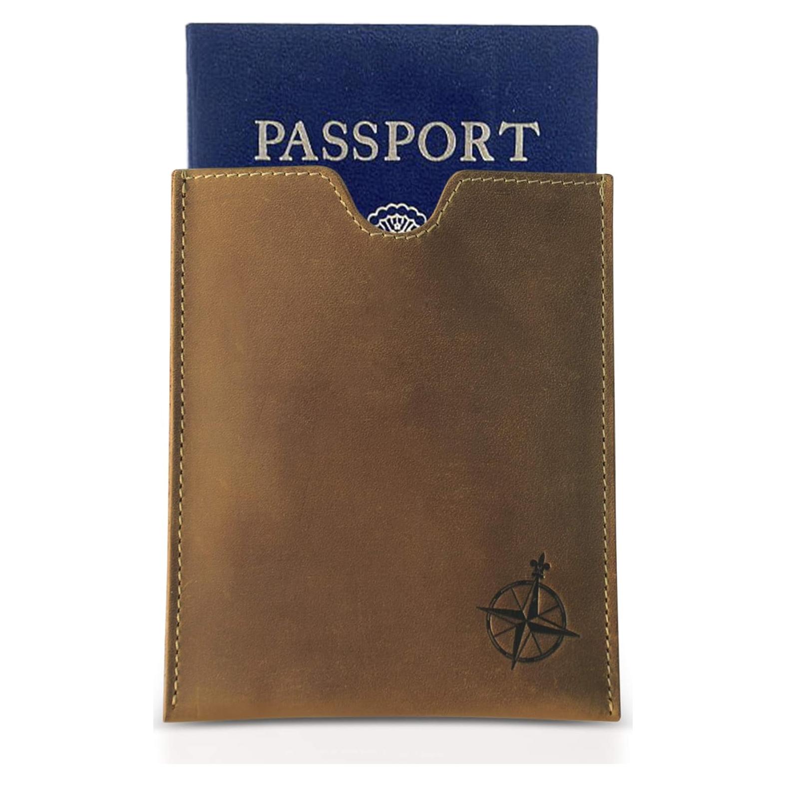 Funda de Pasaporte de Cuero Wanderings con Bloqueo RFID