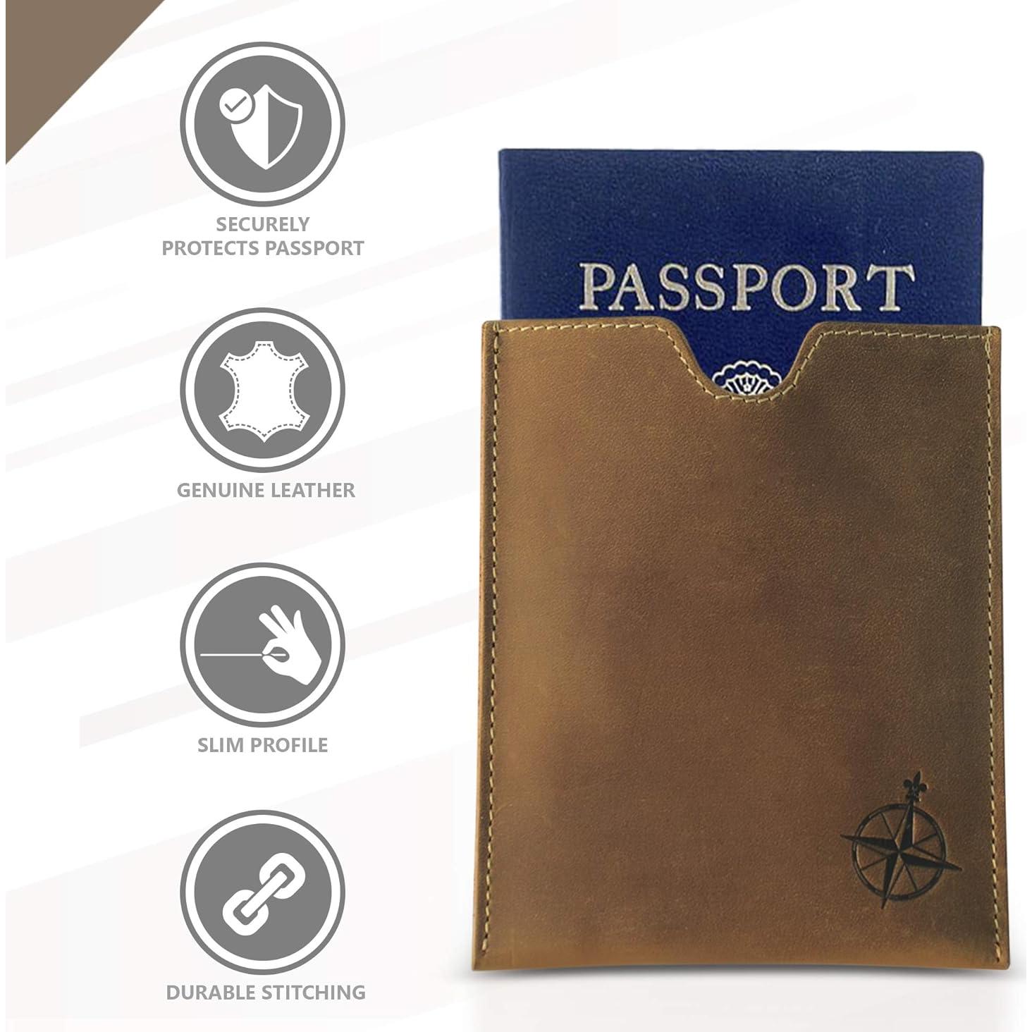 Funda de Pasaporte de Cuero Wanderings con Bloqueo RFID